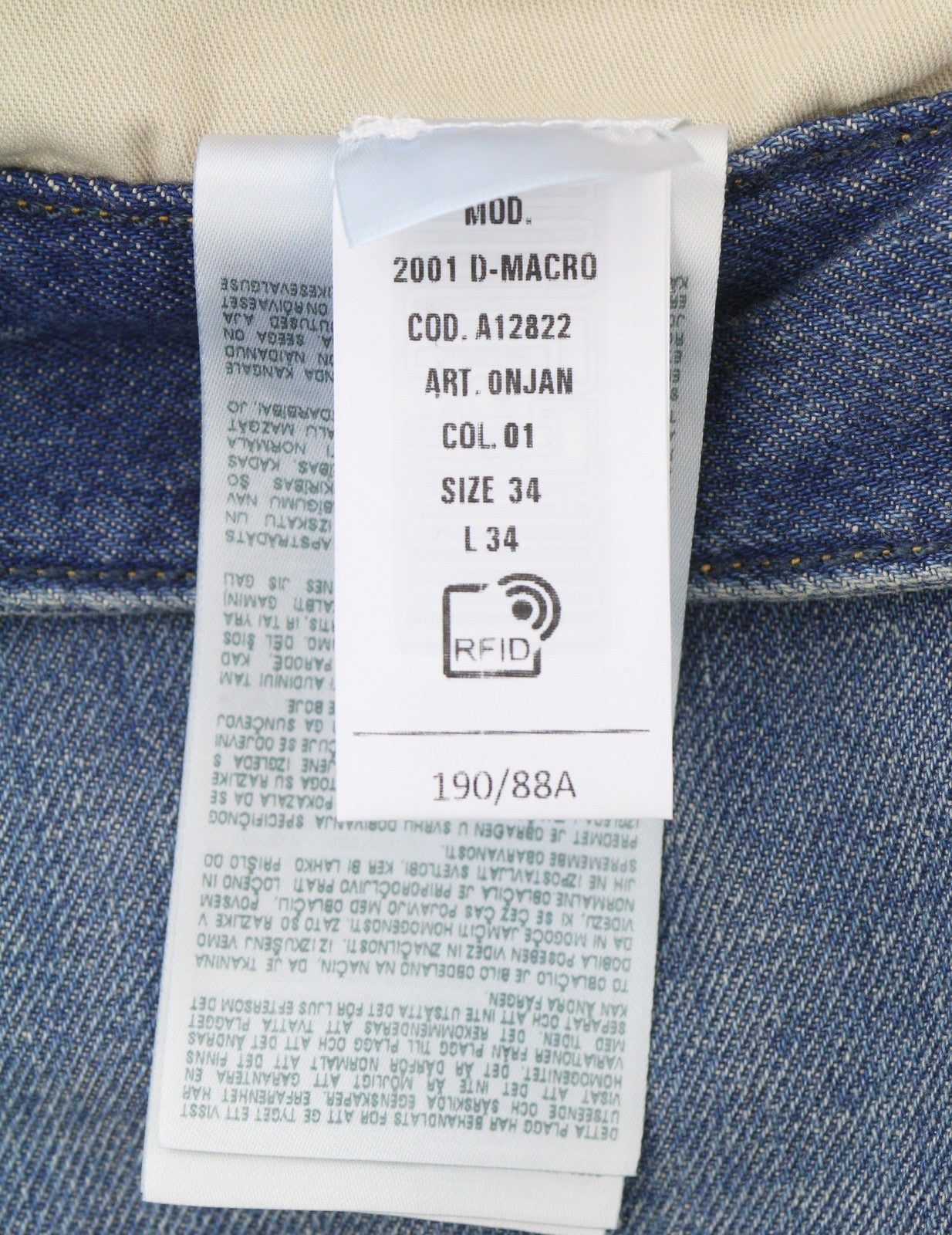 Diesel 2001 D-macro 0njan Herre Jeansblå Loose Fit Lige ben Rrp175