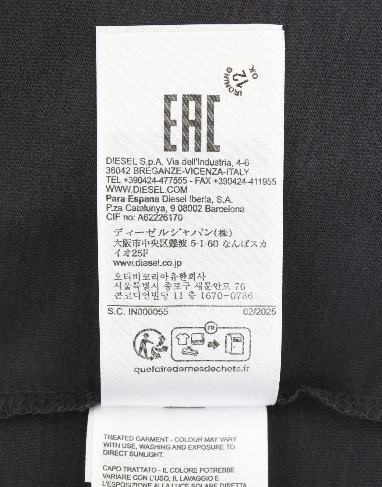 Diesel T-wash-q1 Herre T-shirt, grå falmet mønstret oversized kortærmet