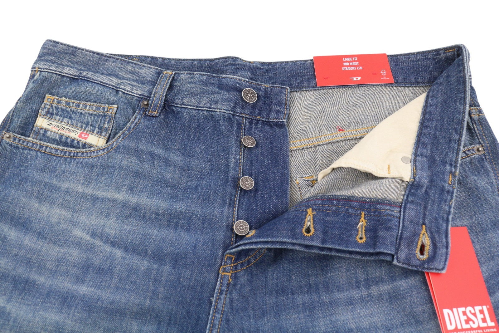 Diesel 2001 D-macro 0njan Jeans masculino azul solto ajuste perna reta Rrp175