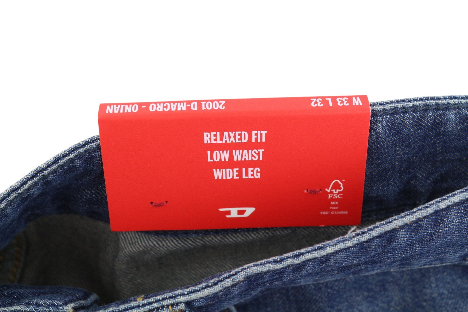Diesel 2001 D-macro 0njan Jeans masculino azul solto ajuste perna reta Rrp175