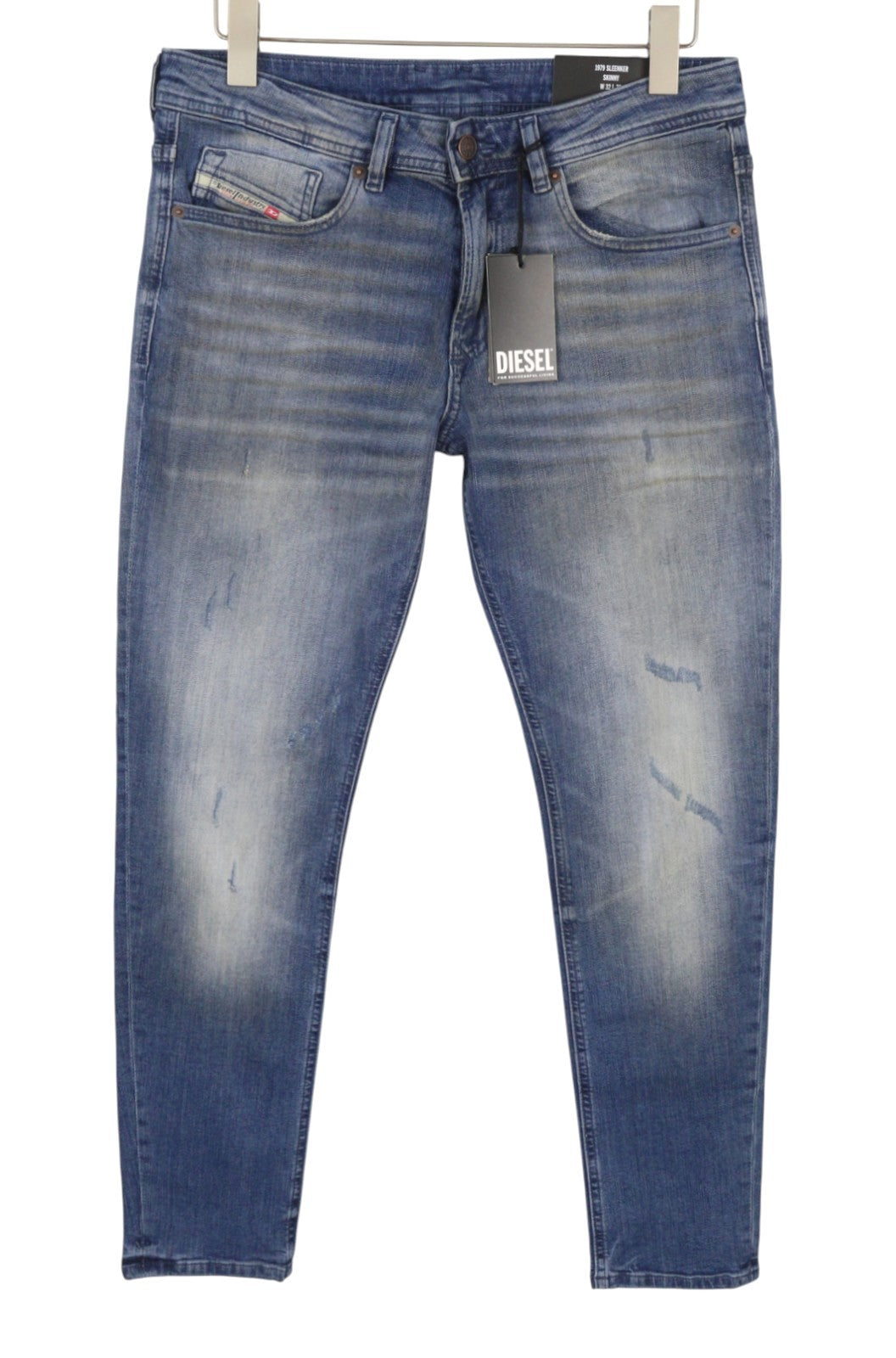 Diesel 1979 Sleenker Rbg04 Muži Jeansblue Distress Faded Skinny Rrp195
