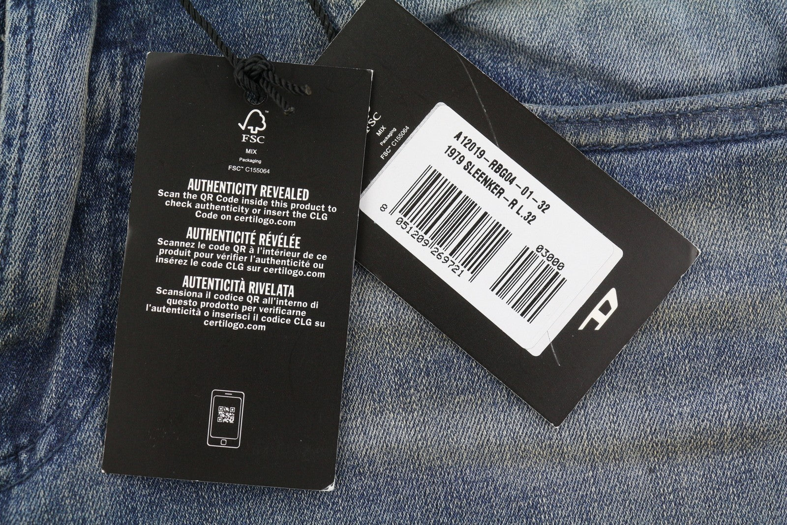 Diesel 1979 Sleenker Rbg04 Muži Jeansblue Distress Faded Skinny Rrp195