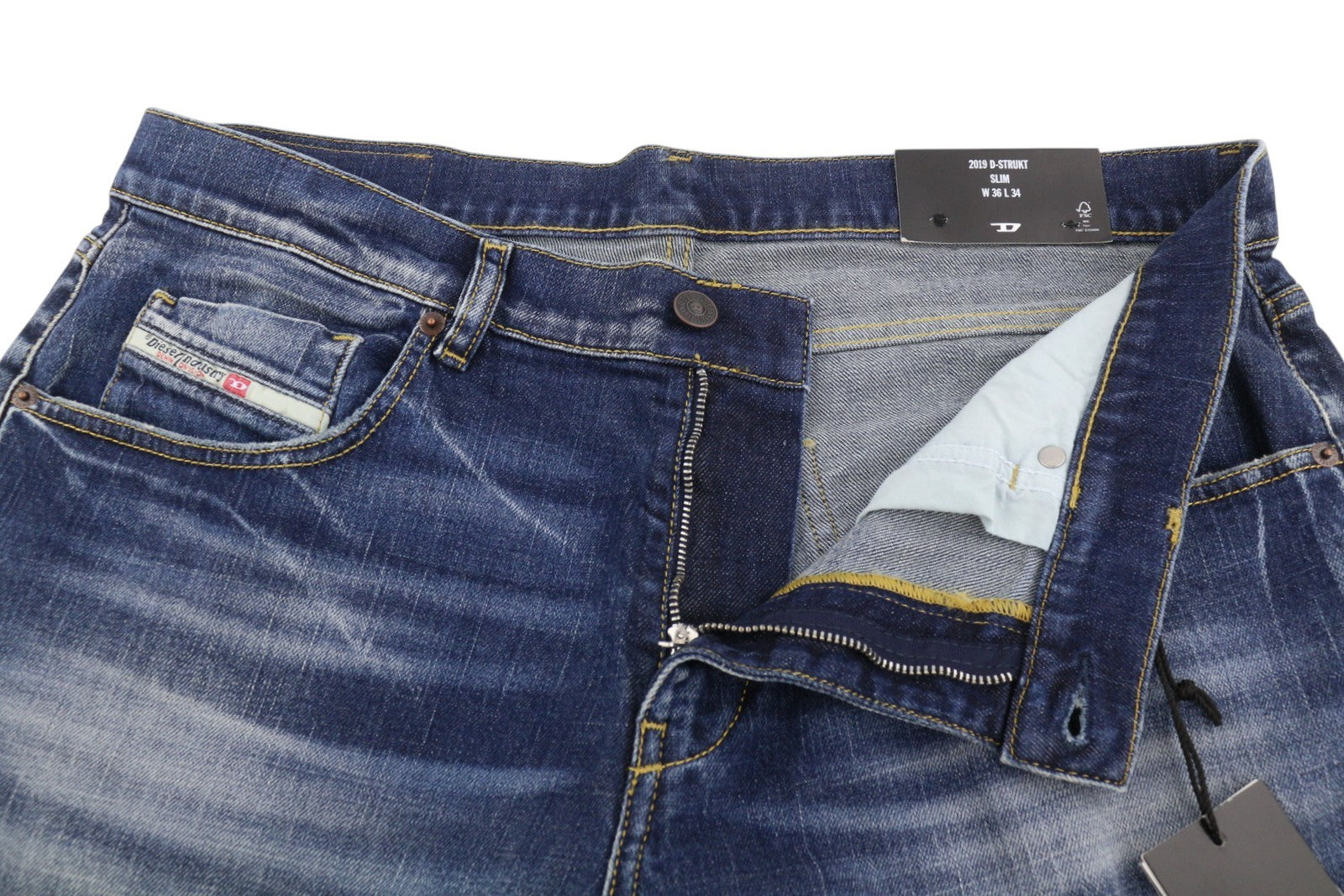 Diesel 2019 D-strukt R8i0c Hommes Jeansblue Faded Distress Rrp250