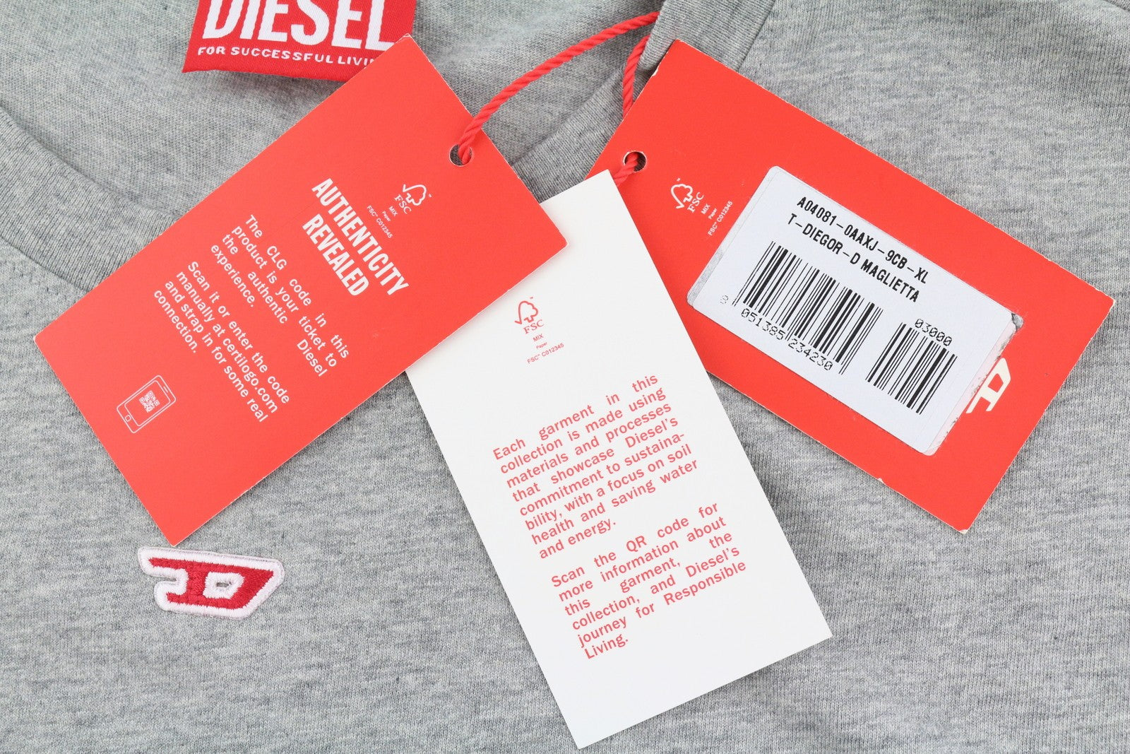 Diesel T-diegor-d Mænd T-shirt, grå Melange Tricot Rundhals Kortærmet