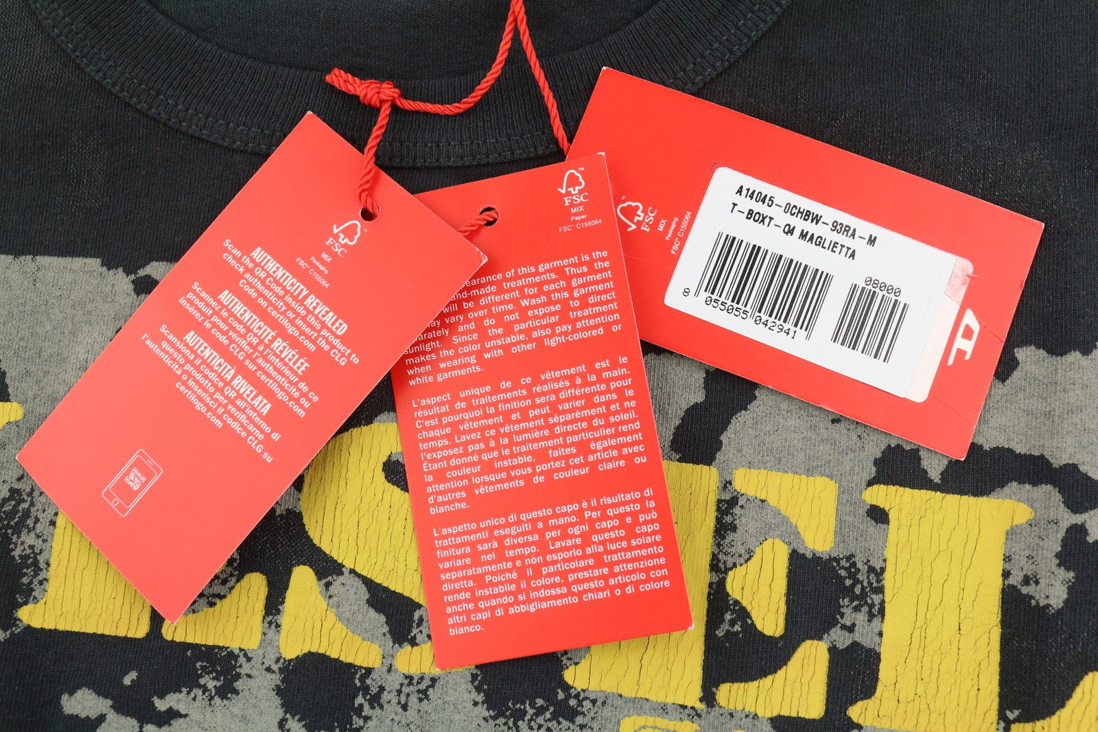Diesel T-boxt-q4 Mænd T-shirt sort mønstret Oversized Crew Kortærmet