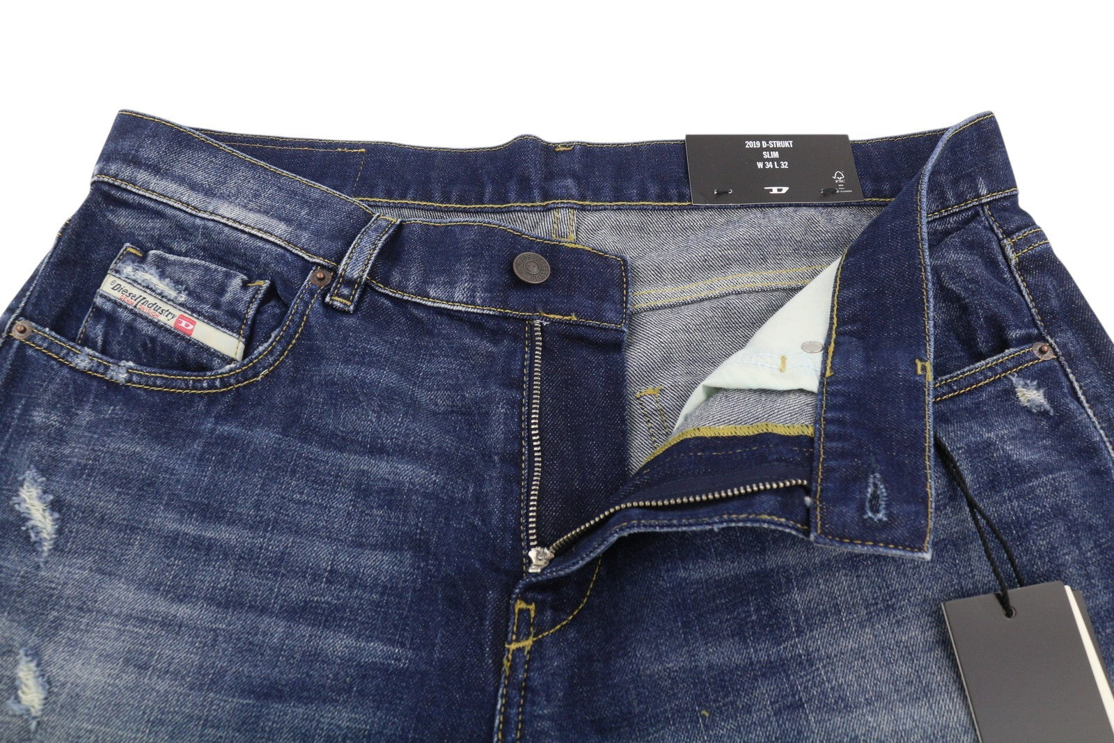 Diesel 2019 D-strukt R917i Men Jeansblue Faded Distress Slim Rrp195