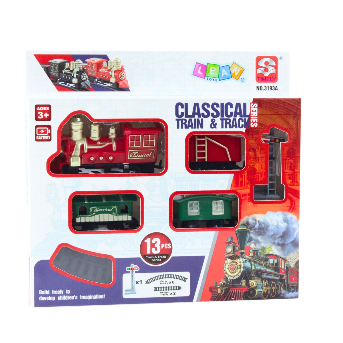 Classic Mini Train Battery Operated Locomotive Wagons With Tracks 13 Pcs.