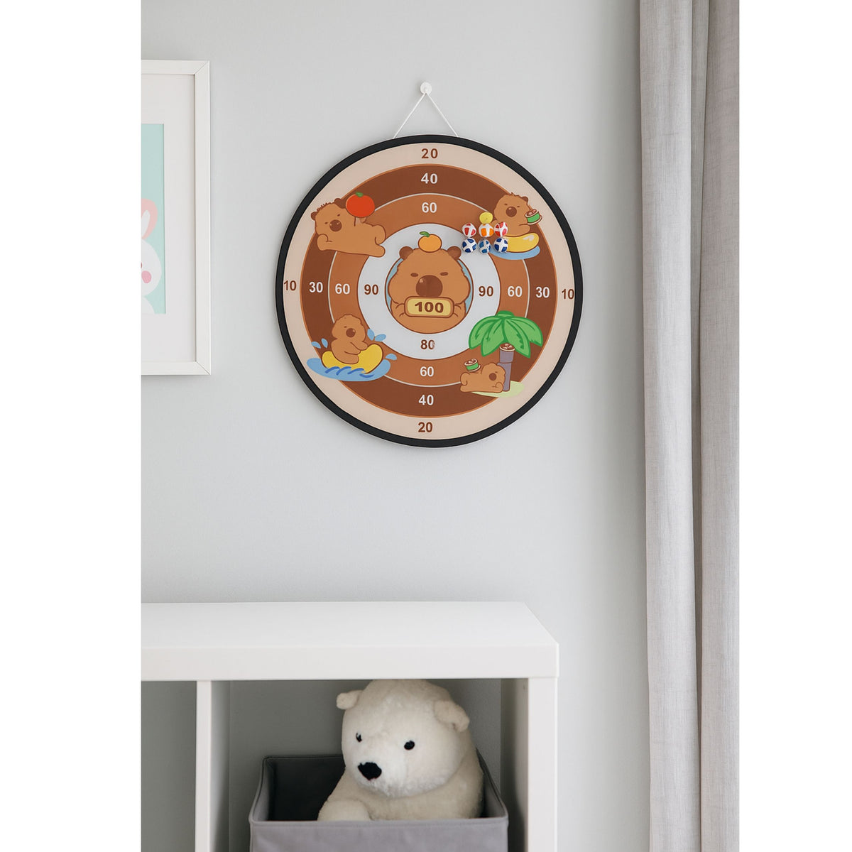Capybara Dartboard Skill Game Velcro Balls Guns 73.5 Cm