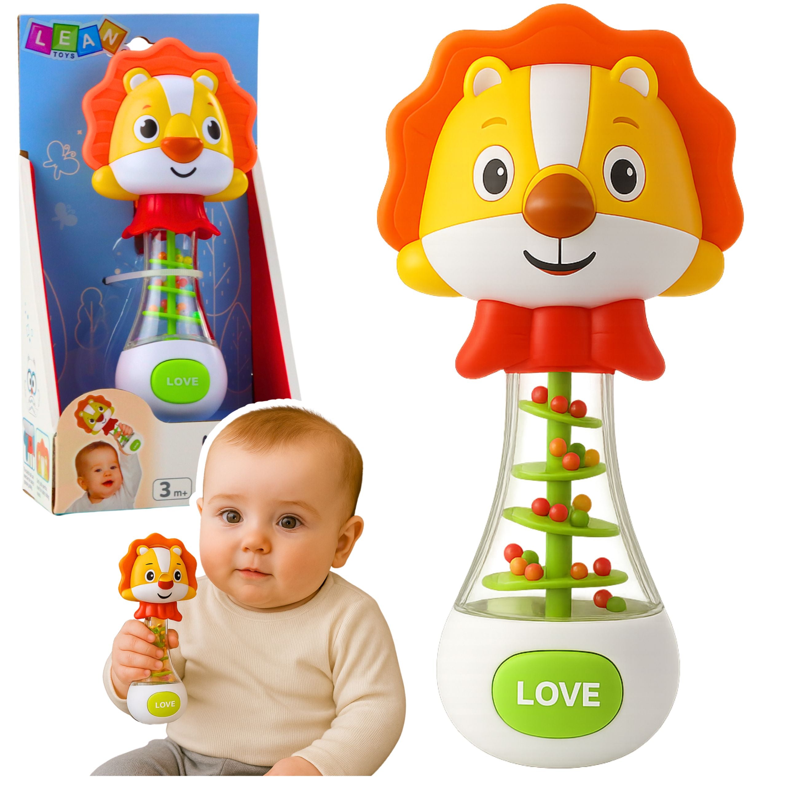 Rattle Toy For Baby Lion With Colorful Balls