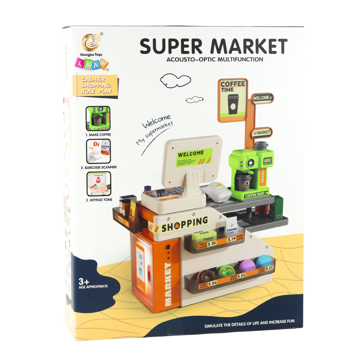 Cash Register Shop Cafe Accessories Lights Sounds 70 Pcs.