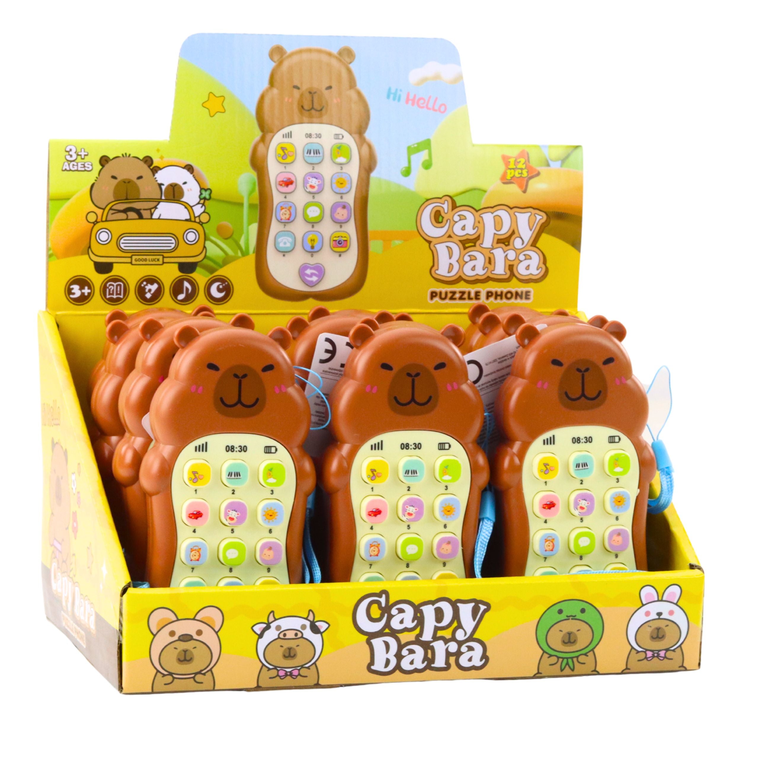 Children's Educational Phone Lights Sounds Melodies Capybara Brown