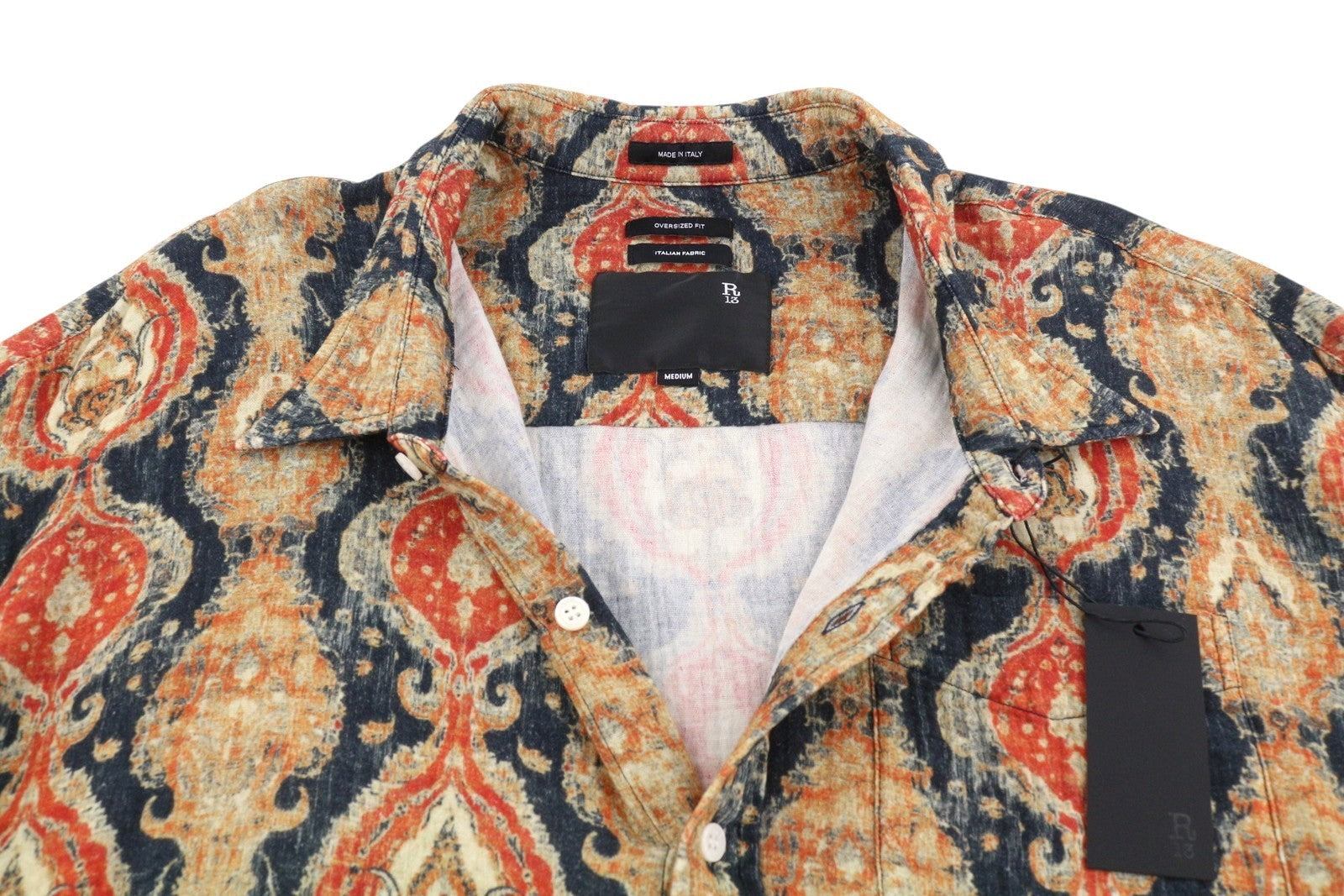 R13 Strimlet søm Drop Neck Dame Shirtprinted Oversized Ps26 Rrp825