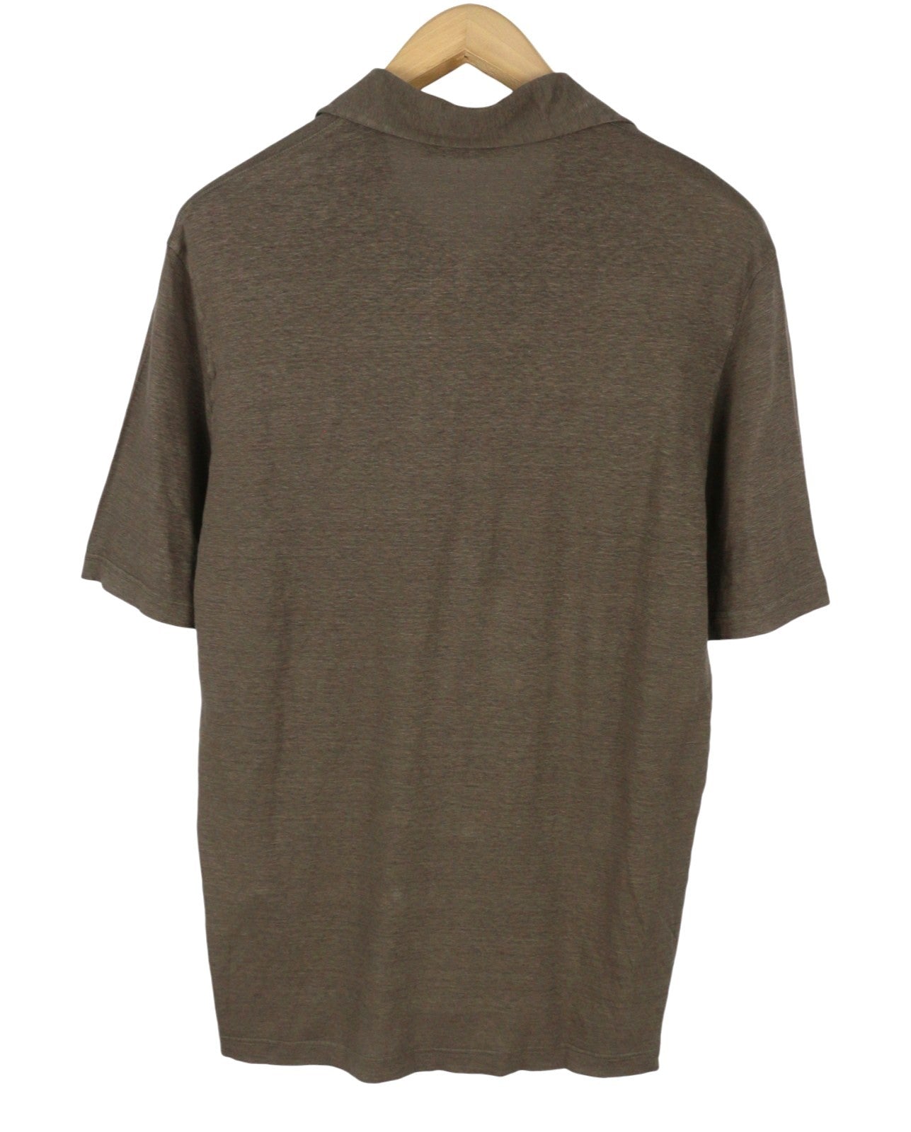 Filippo De Laurentiis Men Polos It48brown Linen Blend Short Sleeve