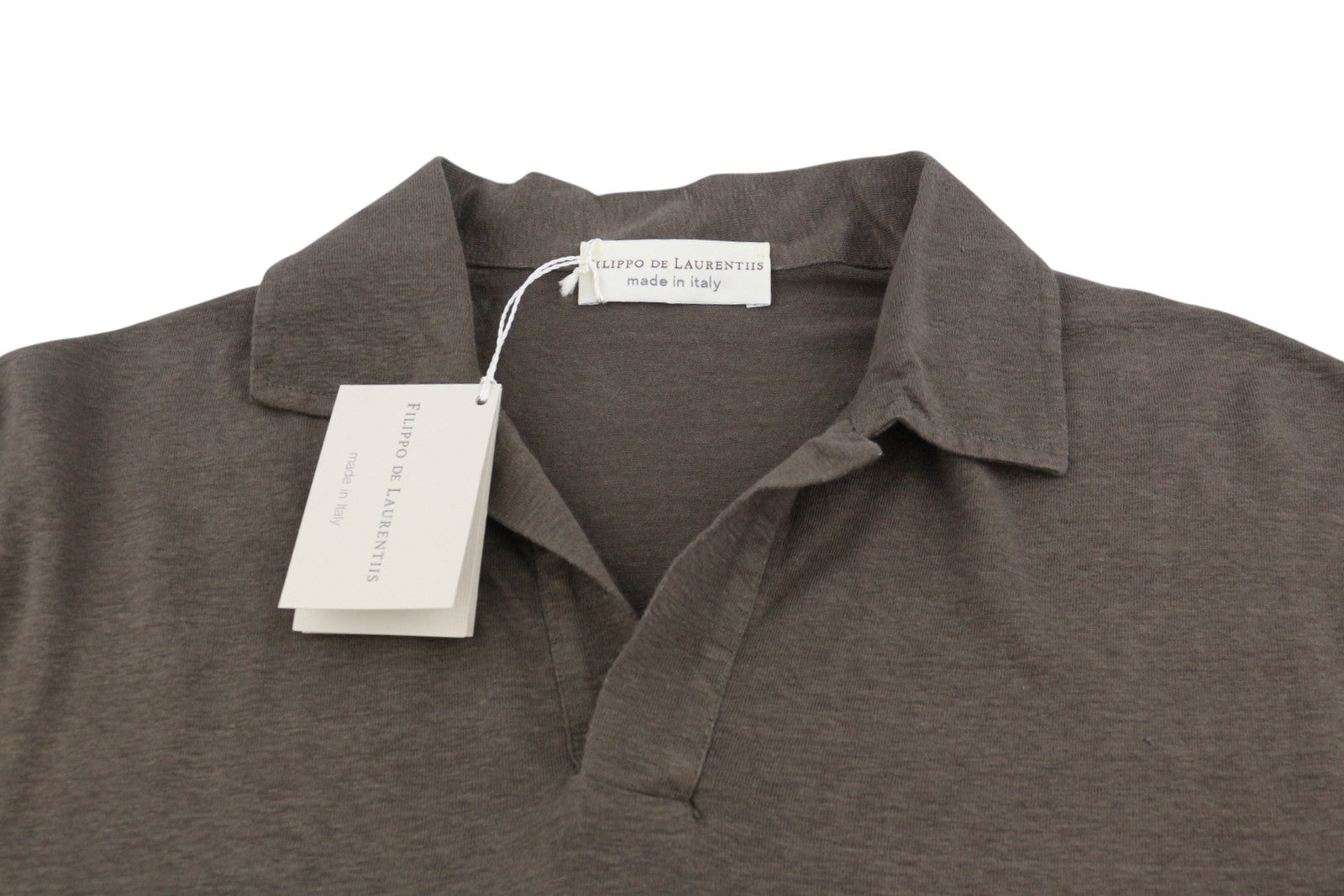 Filippo De Laurentiis Men Polos It48brown Linen Blend Short Sleeve