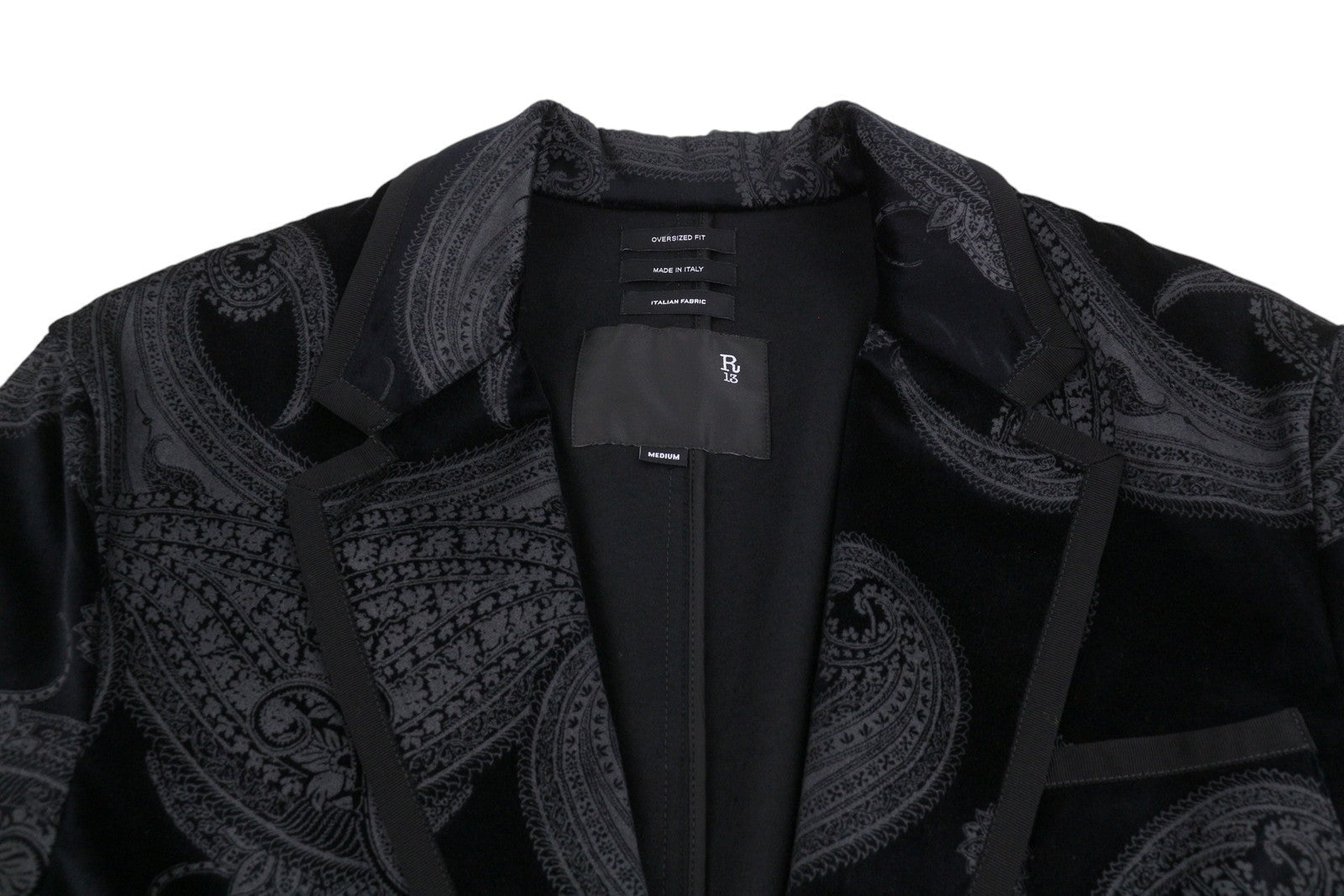 R13 Oversized Punk Rowing Damer Blazerblack Grå Paisley Jacquard Rrp1795