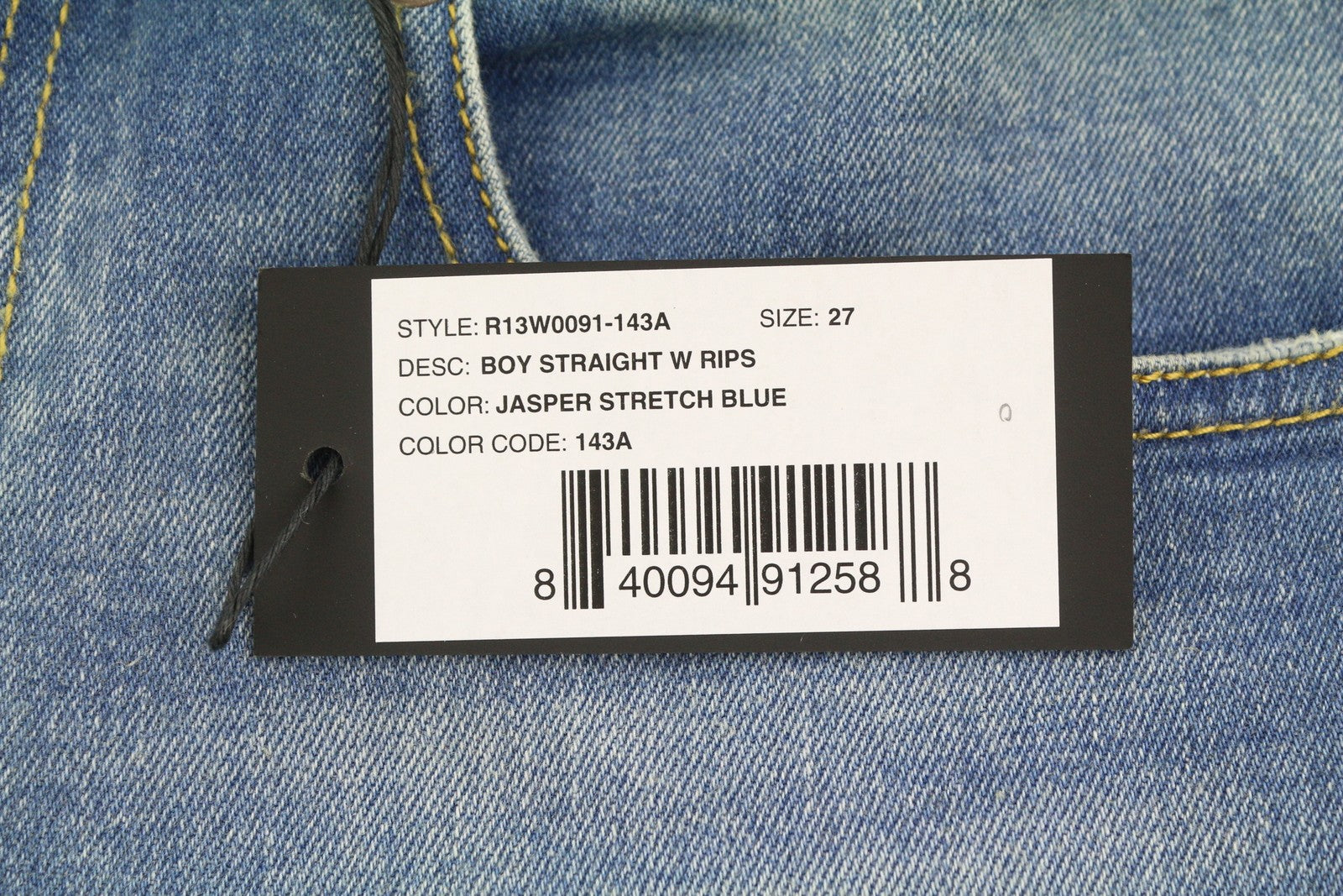 R13 Boy Lige W Rips Dame Jeans 27 Jasper Stretch Cropped Distress Blue Pf26