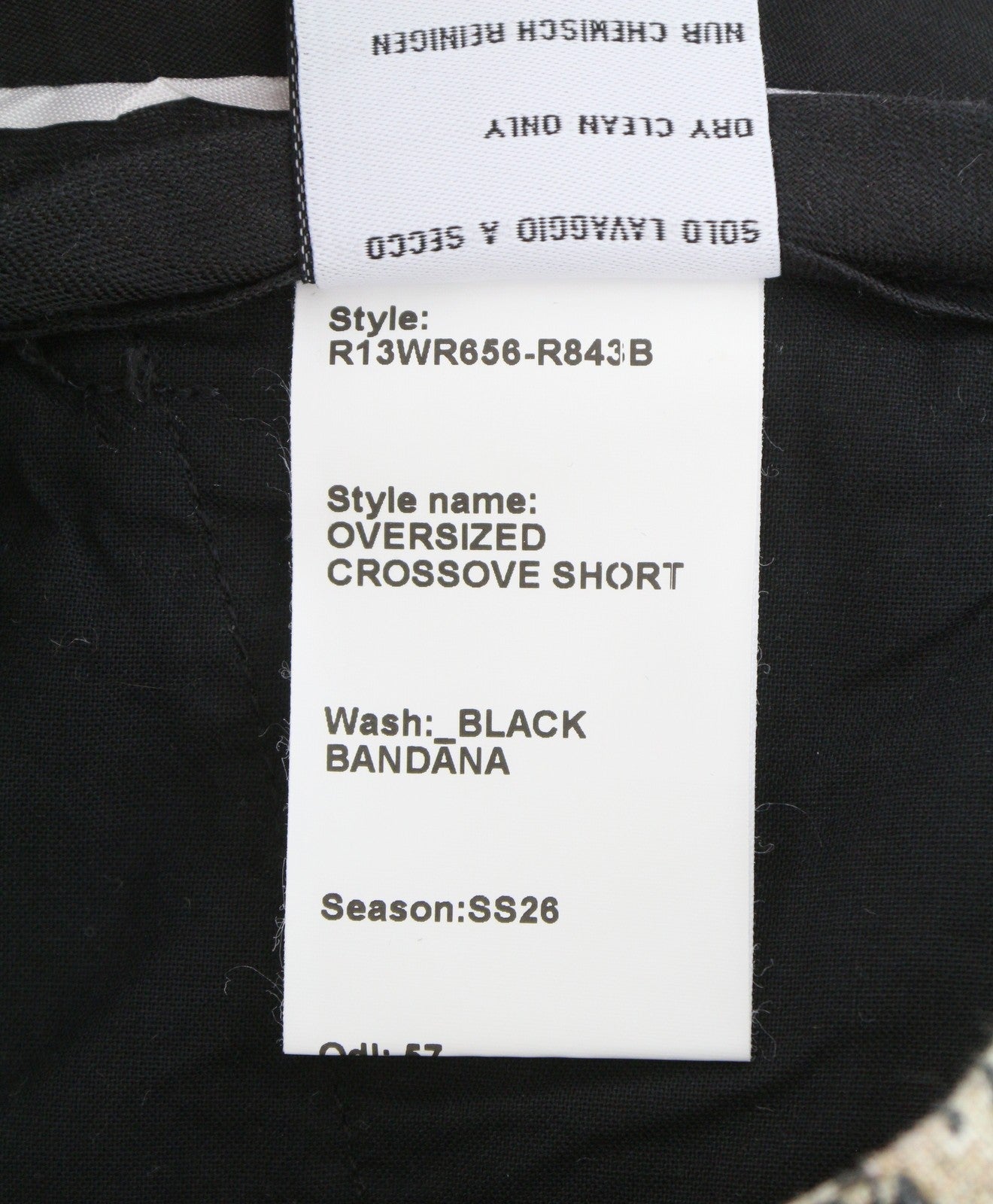R13 Oversized Crossover Kvinder Shorts 27 Abstrakt Khaki Sort Bandana Ss26 Rrp995