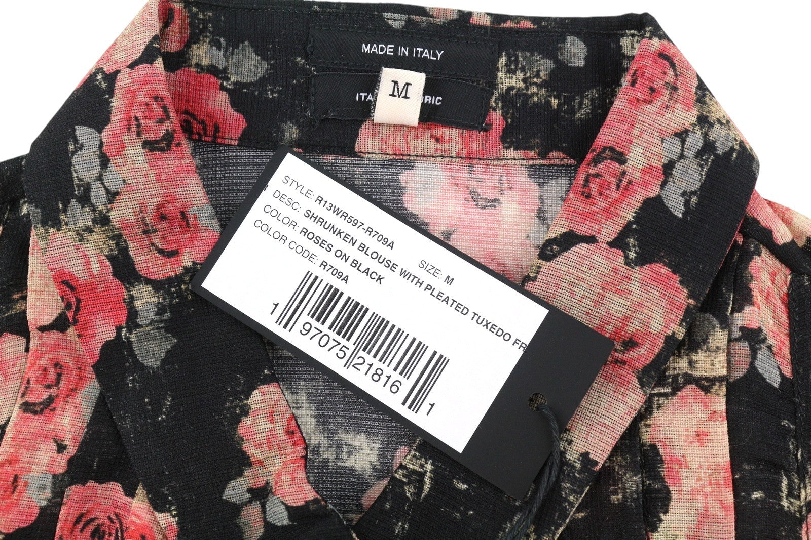 R13 Shrunken Whit Plised Tuxedo Front Women Shirtwool Silk Ps26 Rrp895