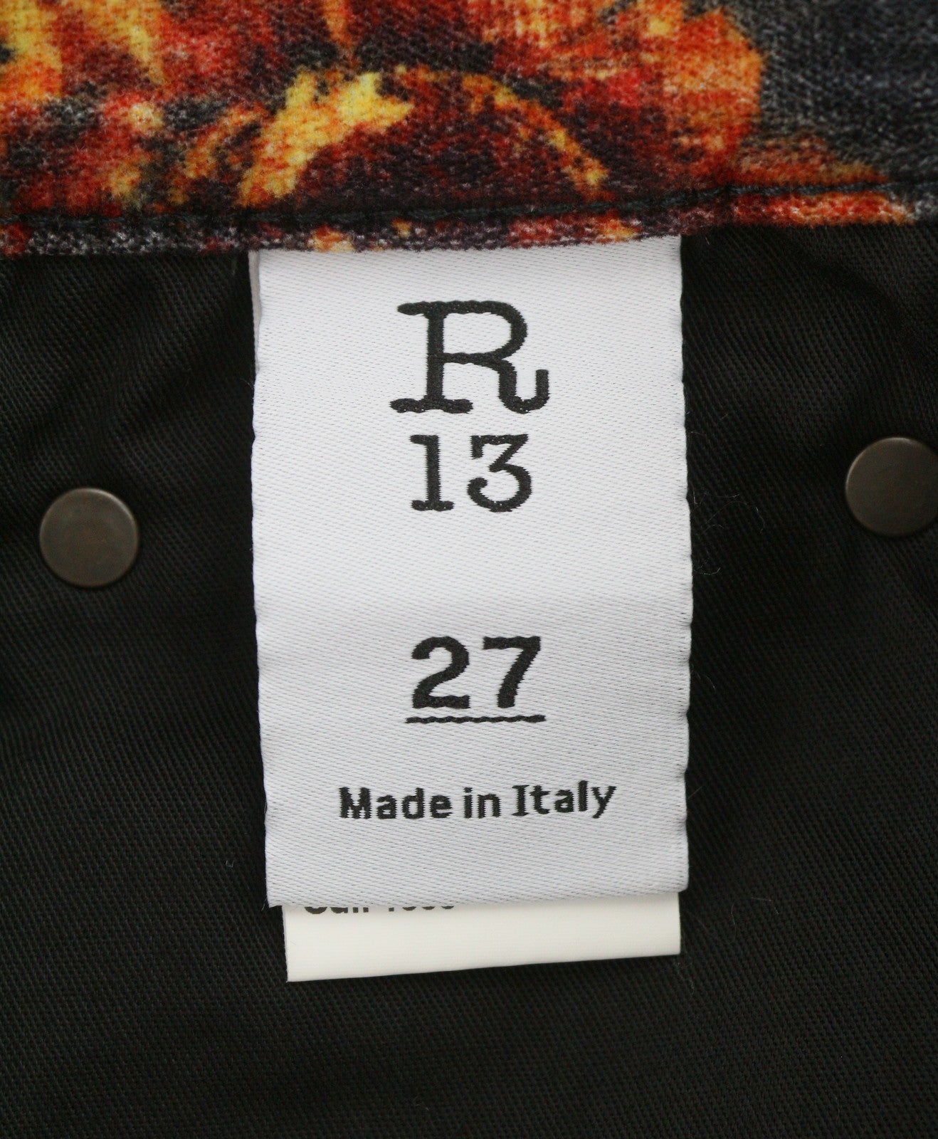 R13 Charlotte női nadrág 27 sötétkék virágos bársony velúr magas emelkedés Rrp895