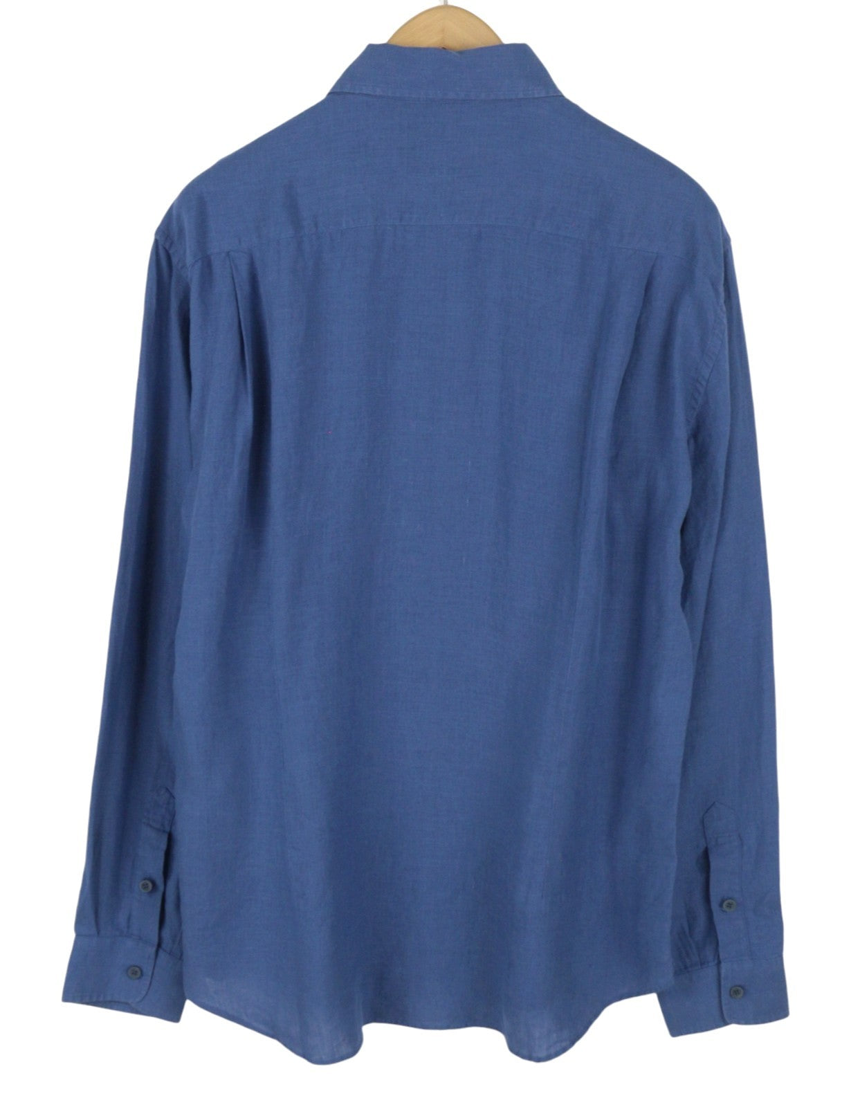 Sease Tn359 Mænd Shirtroyal Blue Hemp Button Up Patch Pocket Rrp460