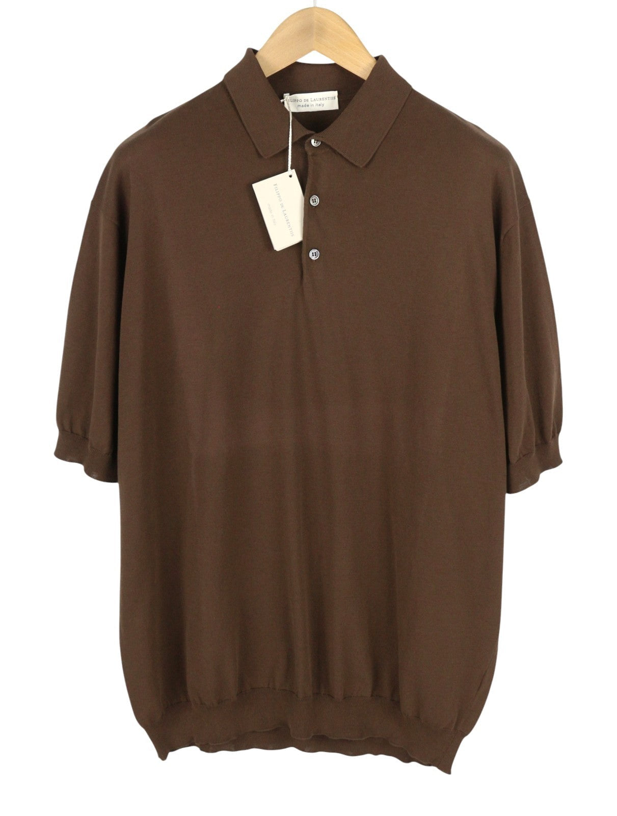 Filippo De Laurentiis Men Polos It60brown Cotton Half Button Short Sleeve
