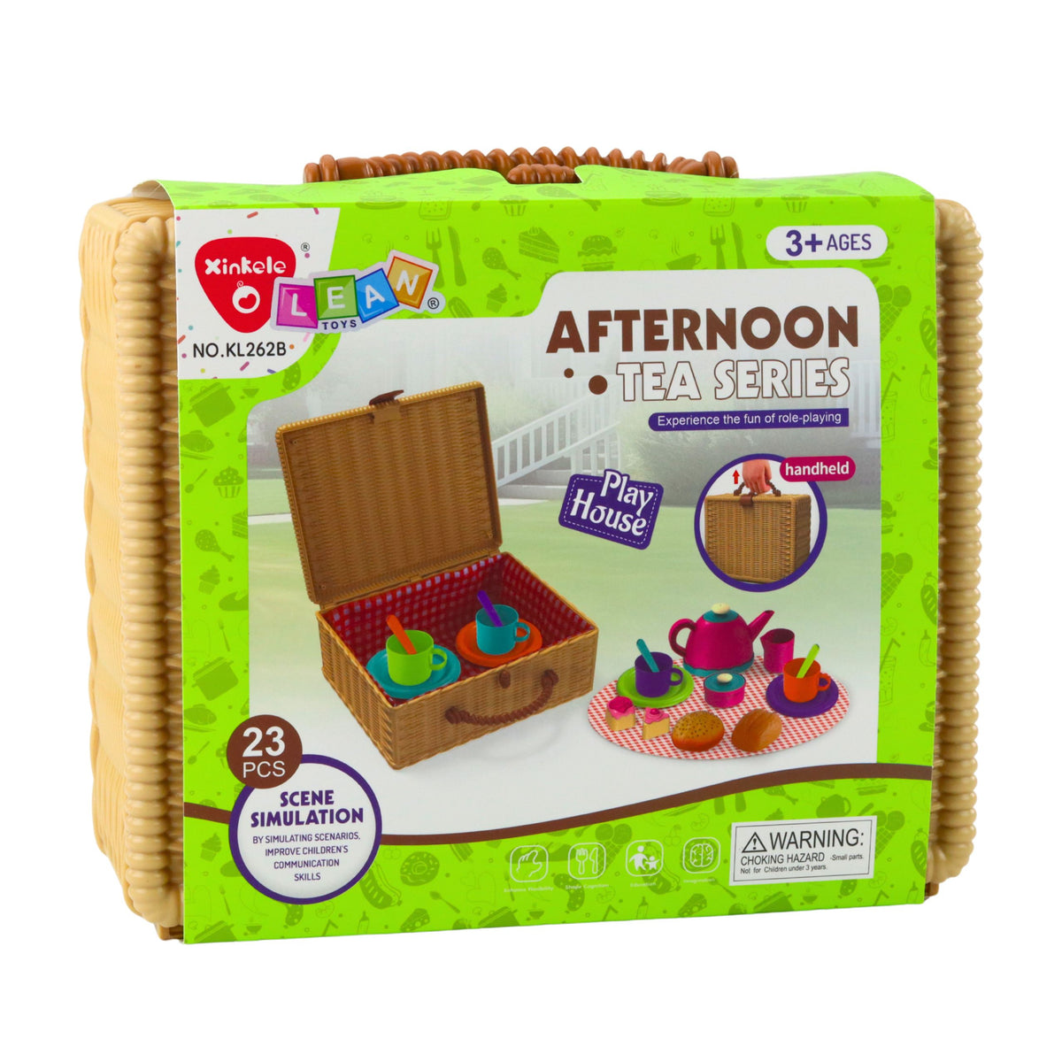 Tea Set In A Basket Cups Plates Sweets 23 Pcs.