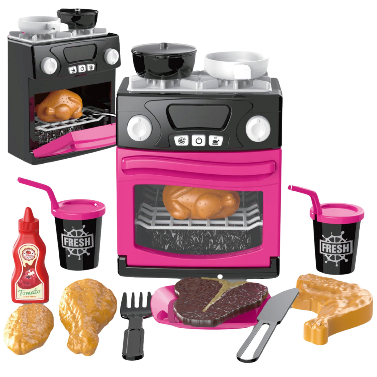 Spielküche Mit Backofen Lebensmitteln Lichtern Geräuschen Rosa