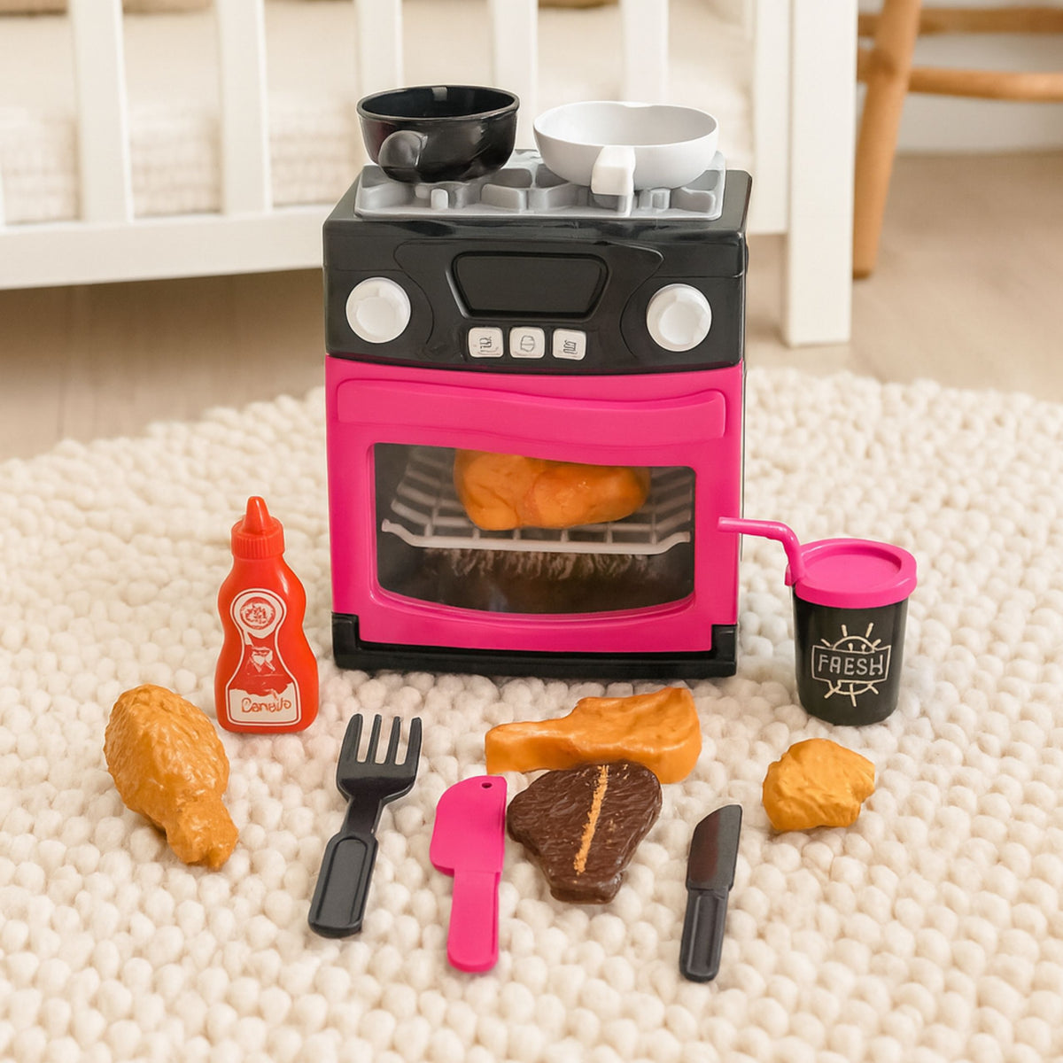 Spielküche Mit Backofen Lebensmitteln Lichtern Geräuschen Rosa