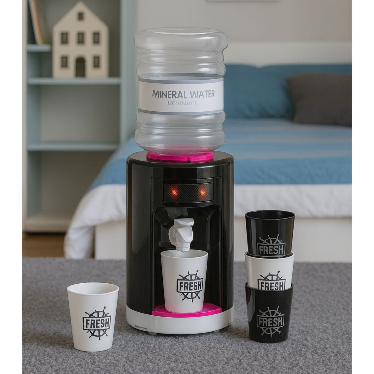 Distributeur d'eau jouet pour enfants avec lumières et sons rose