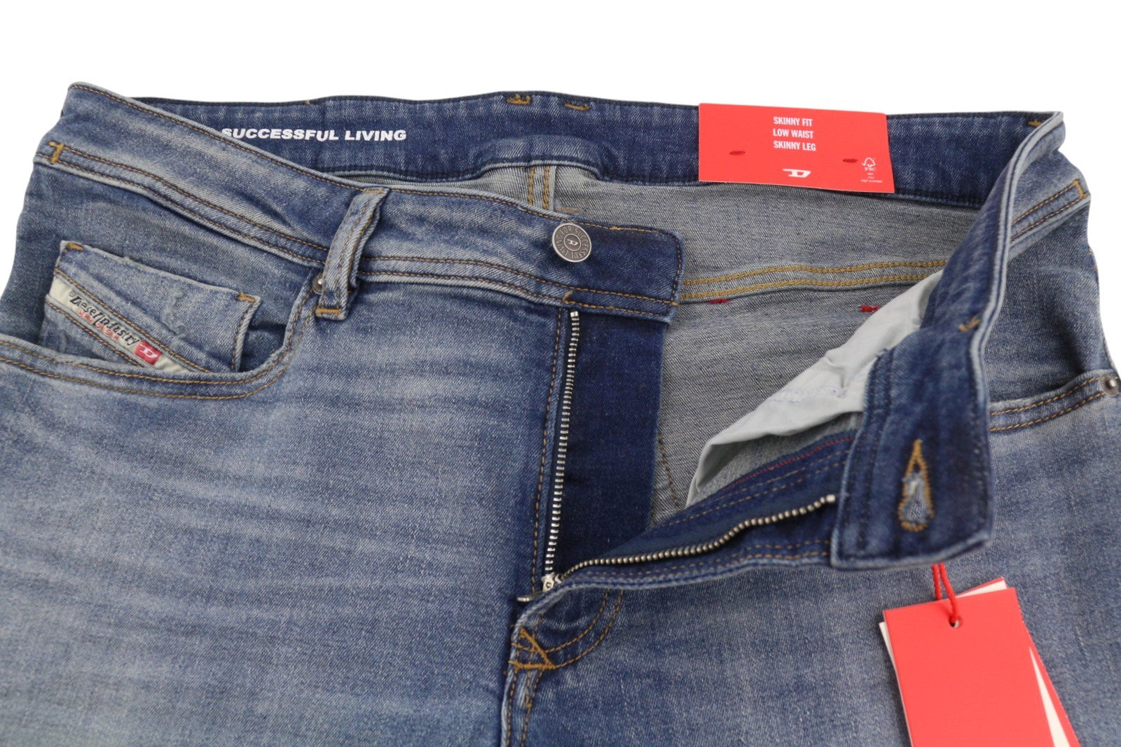 Diesel 1979 Sleenker 0pfaw Herr Jeansblå blekt Skinny Låg midja Rrp175