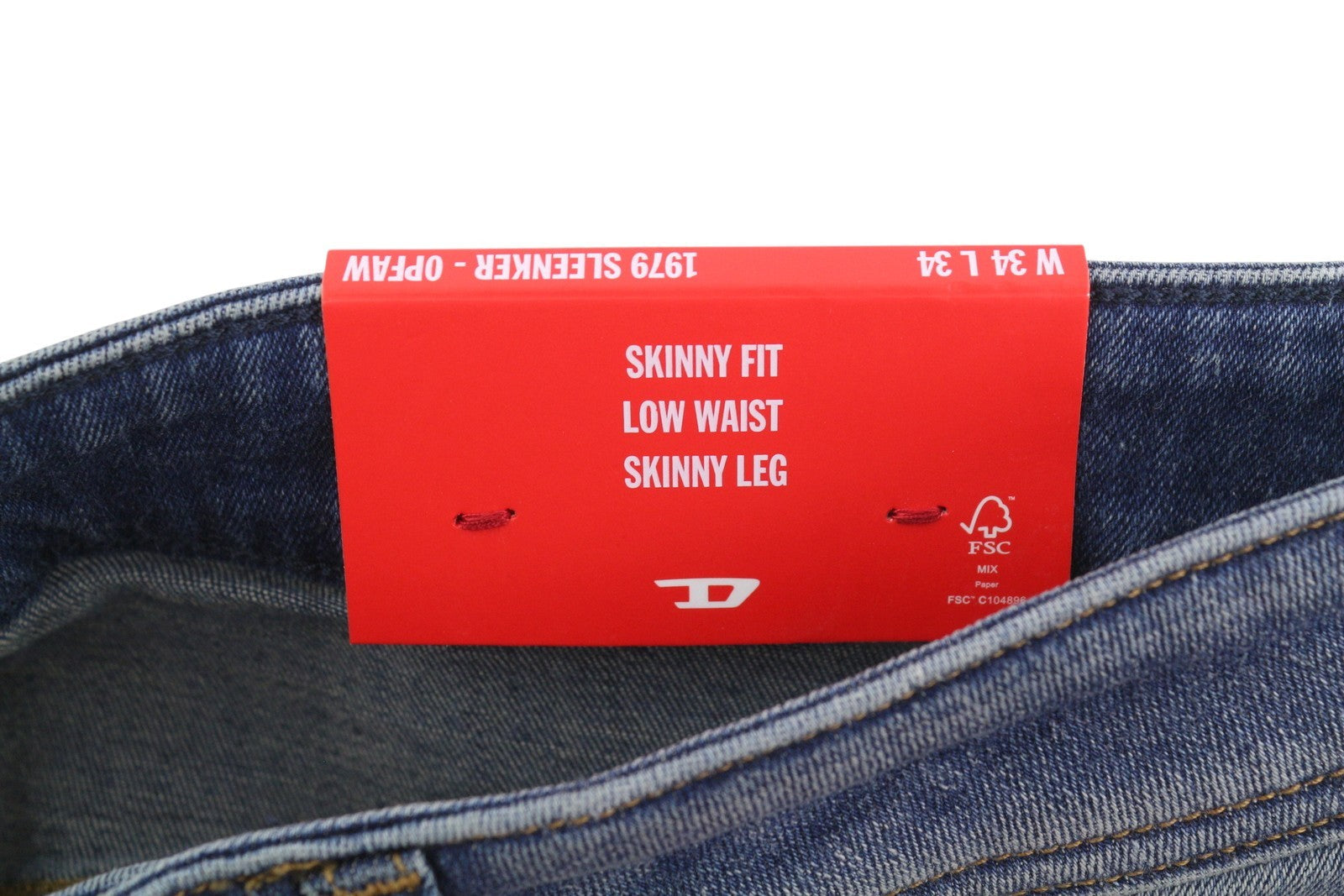 Diesel 1979 Sleenker 0pfaw Herr Jeansblå blekt Skinny Låg midja Rrp175
