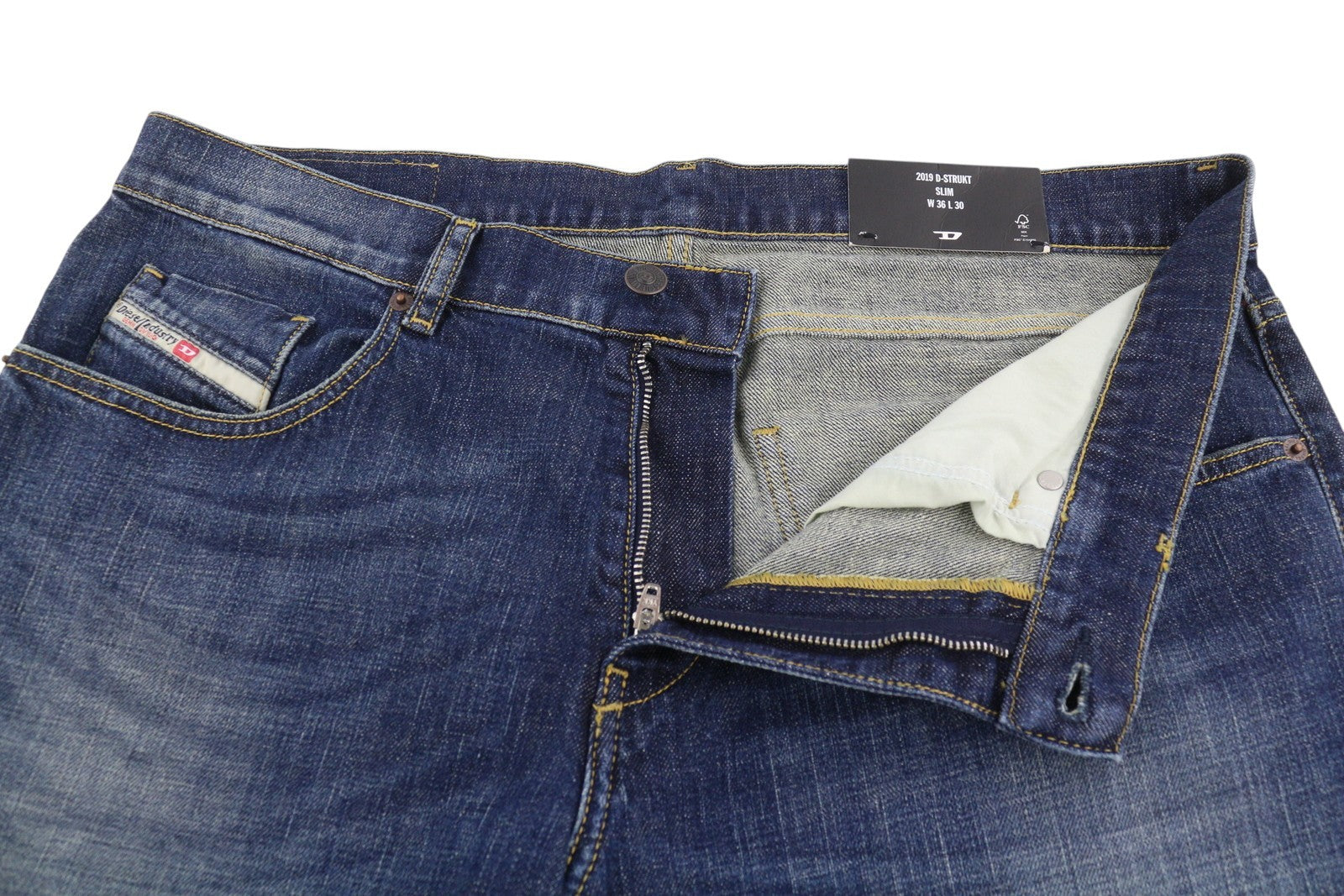 Diesel 2019 D-strukt-r R08ic Men JeansBlue Whiskers Faded Slim Rrp195