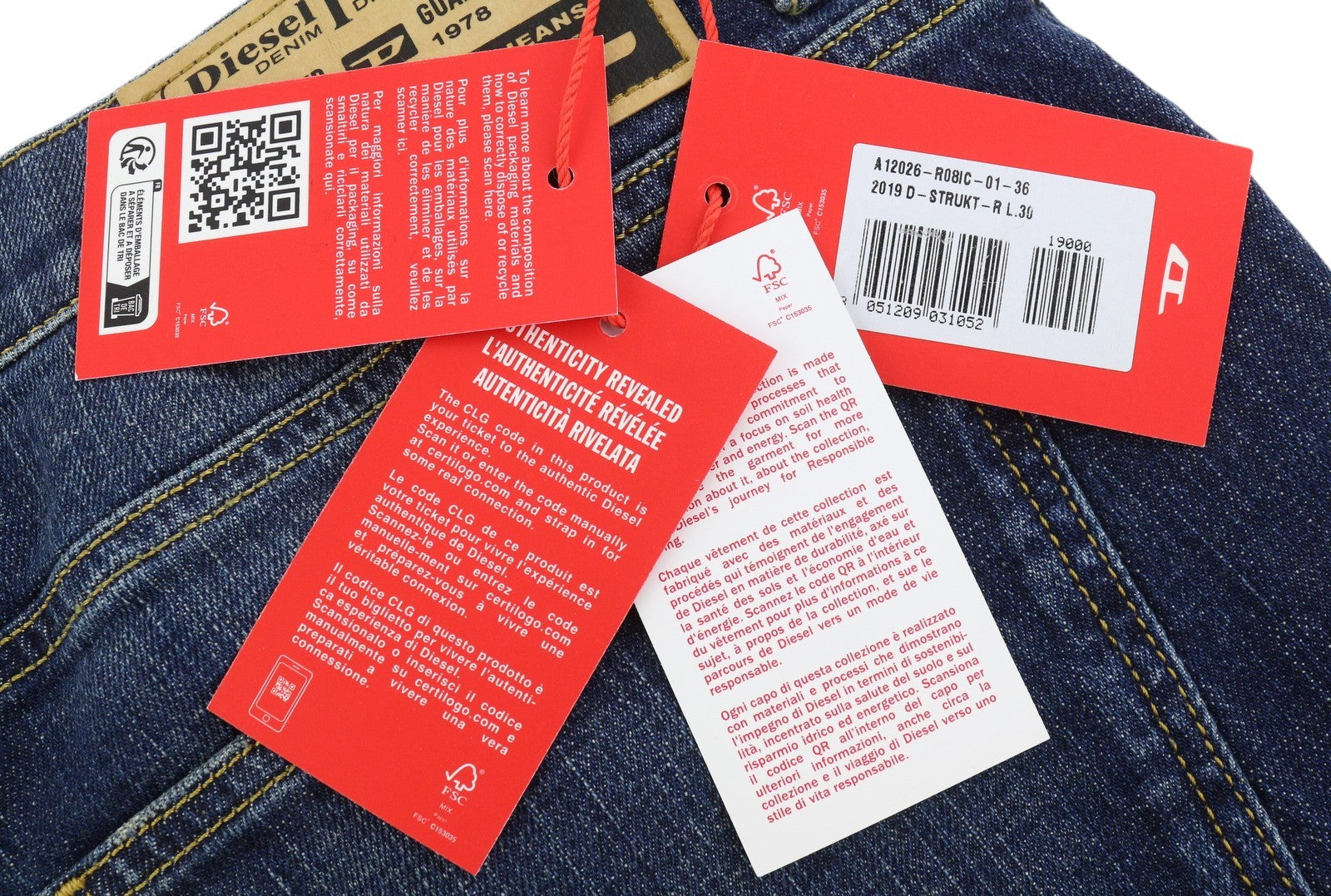 Diesel 2019 D-strukt-r R08ic Men JeansBlue Whiskers Faded Slim Rrp195