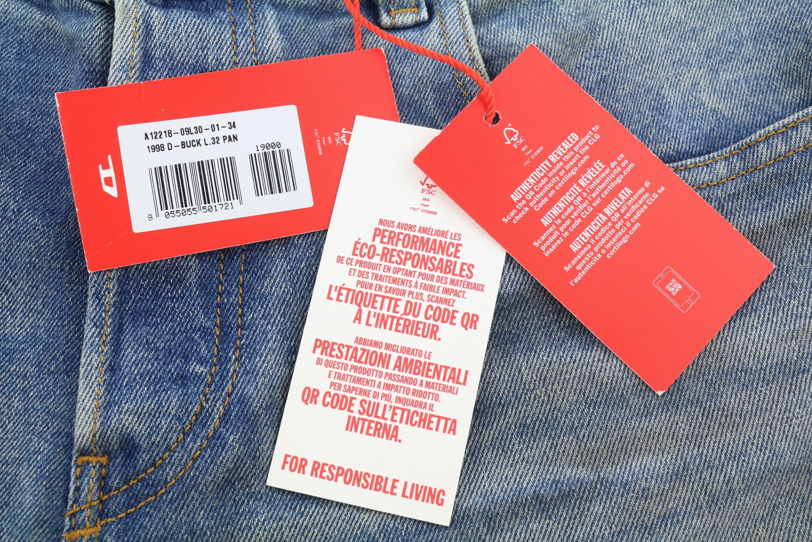 Diesel 1998 D-buck 09l30 Hombre Jeansblue Corte Slim Bootcut Pierna Rrp225
