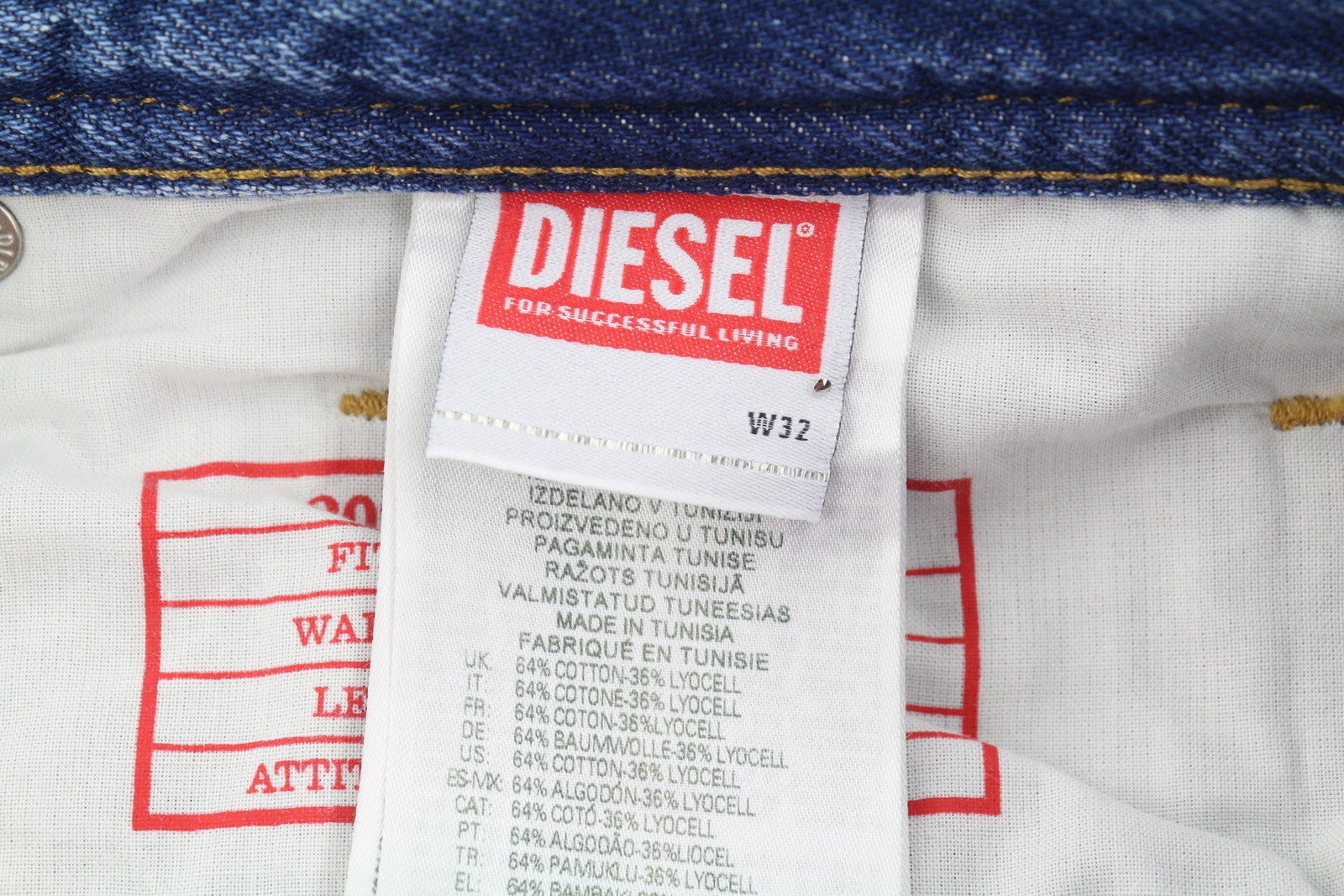 Diesel 2003 D-finitive 09h95 Blugi pentru bărbați, albastru, obișnuit, croire conică Rrp195