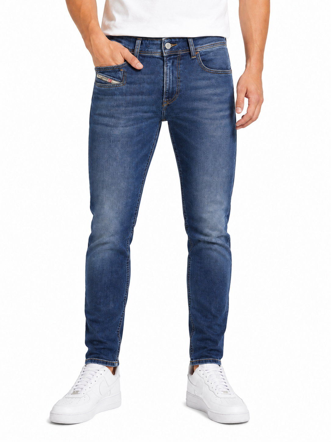 Diesel 1979 Sleenker 09l02 Herre Jeansblå Falmet Skinny Lav talje