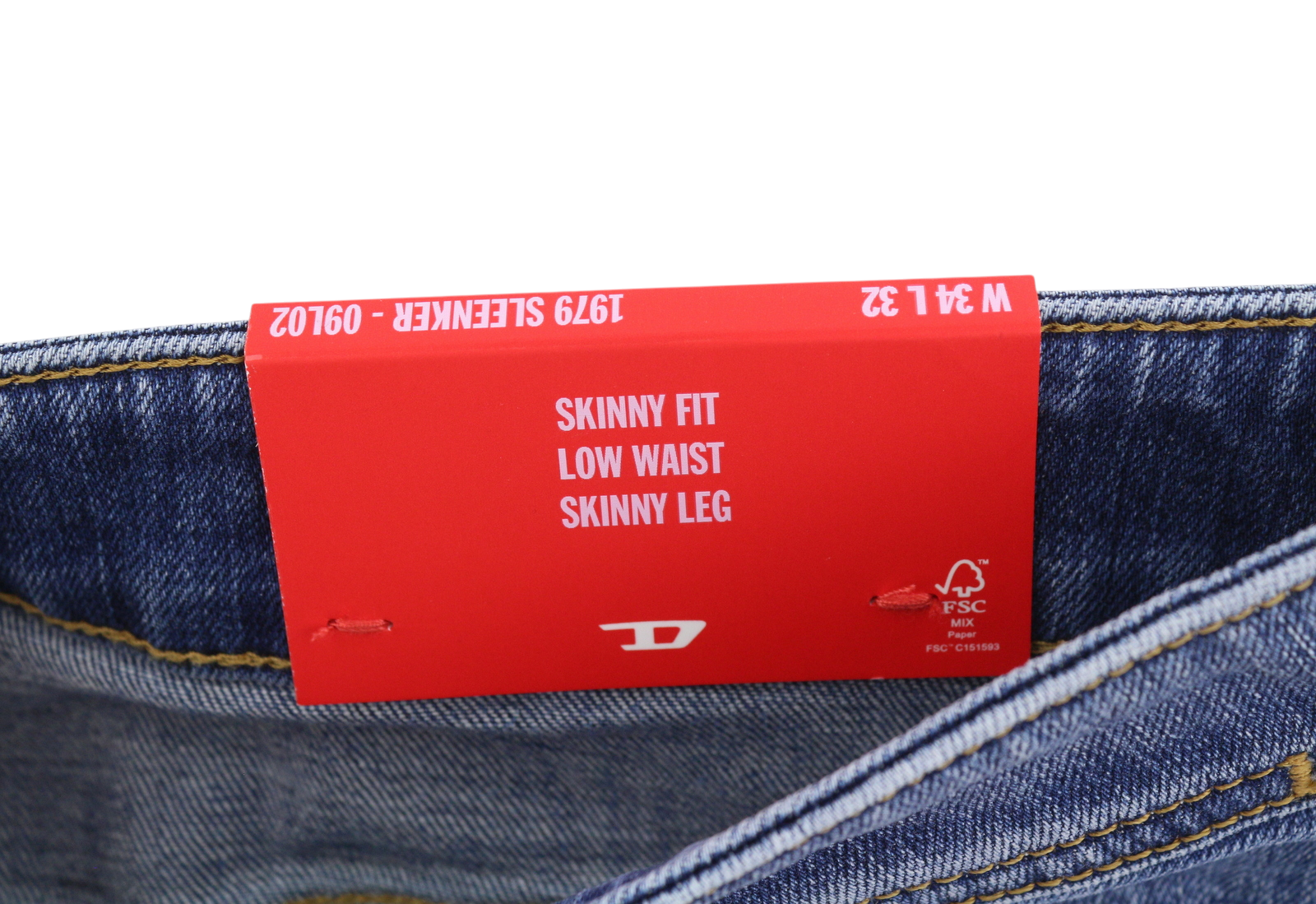 Diesel 1979 Sleenker 09l02 Herre Jeansblå Falmet Skinny Lav talje