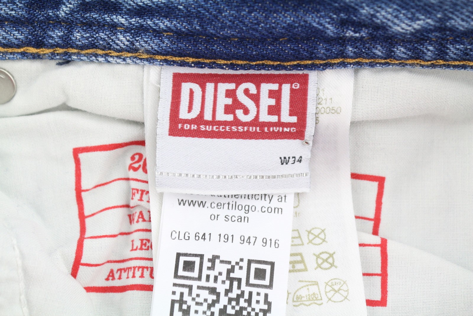 Diesel 2003 D-finitive 09h95 Blugi pentru bărbați, albastru, obișnuit, croire conică Rrp195