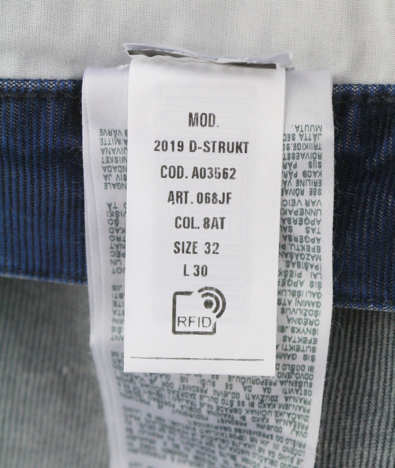 Diesel 2019 D-strukt 068jf Pantalon Hommebleu Corduroy Slim Fit Rrp225