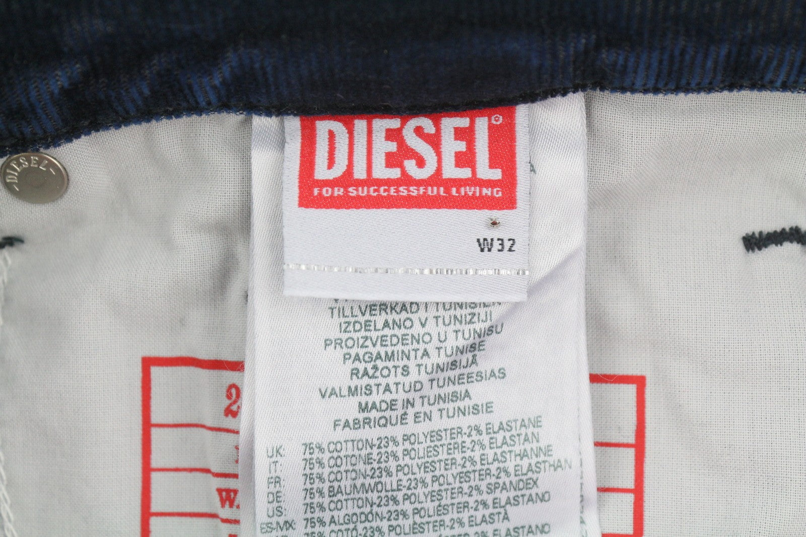 Diesel 2019 D-strukt 068jf Pantalon Hommebleu Corduroy Slim Fit Rrp225