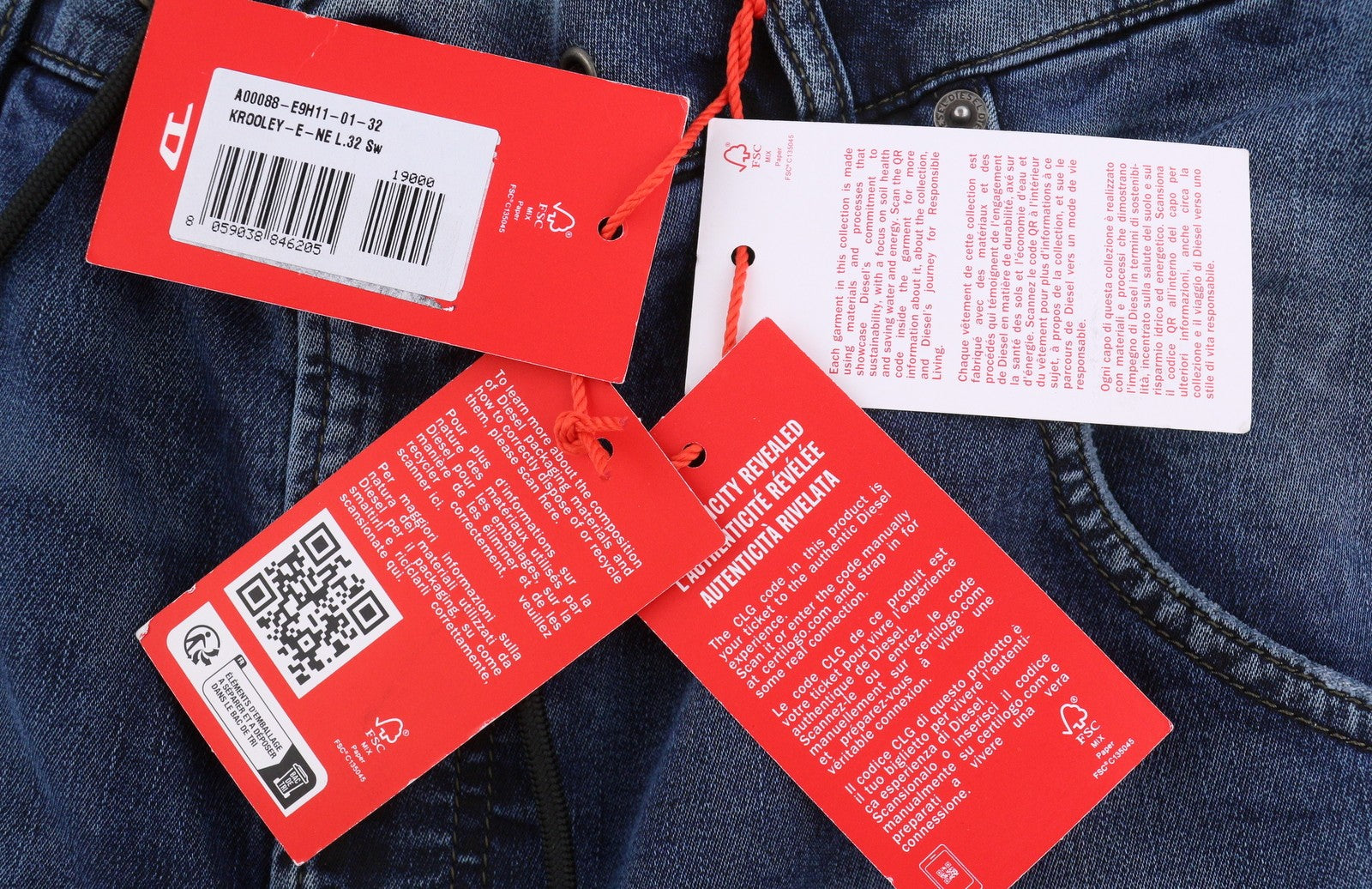 Diesel Krooley-e-ne E9h11 Fir Jeansblue Anacair Faded Jogg Rrp295
