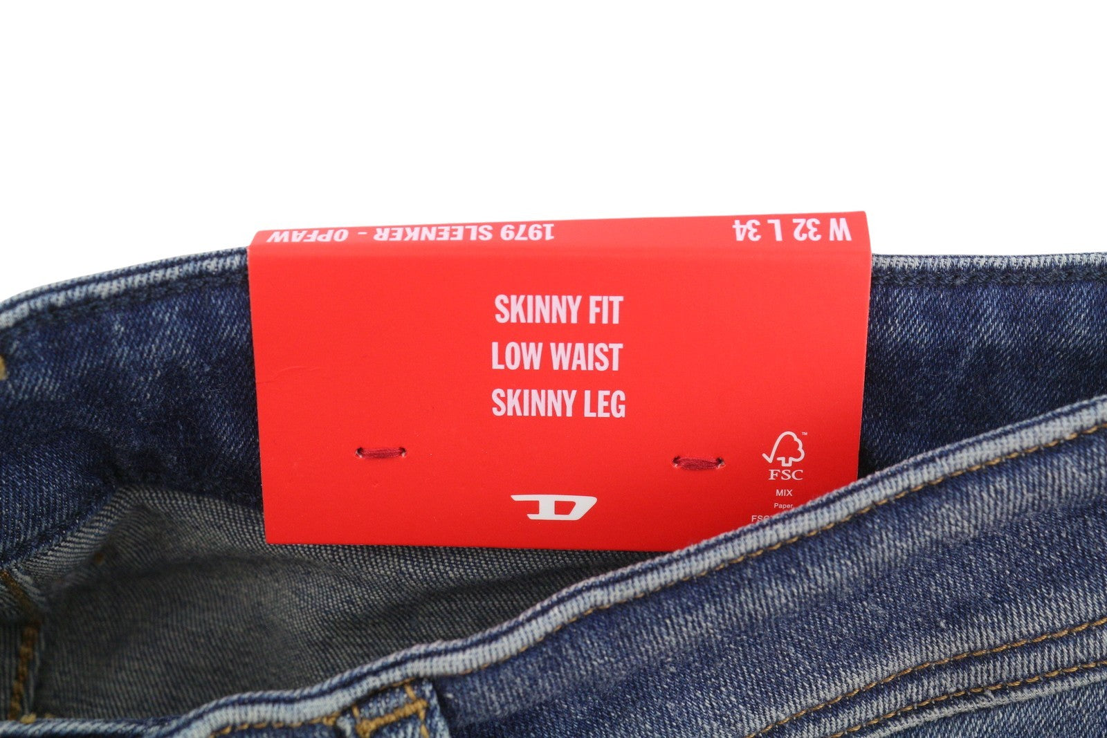 Diesel 1979 Sleenker 0pfaw Jeans bleu délavé skinny taille basse Rrp175