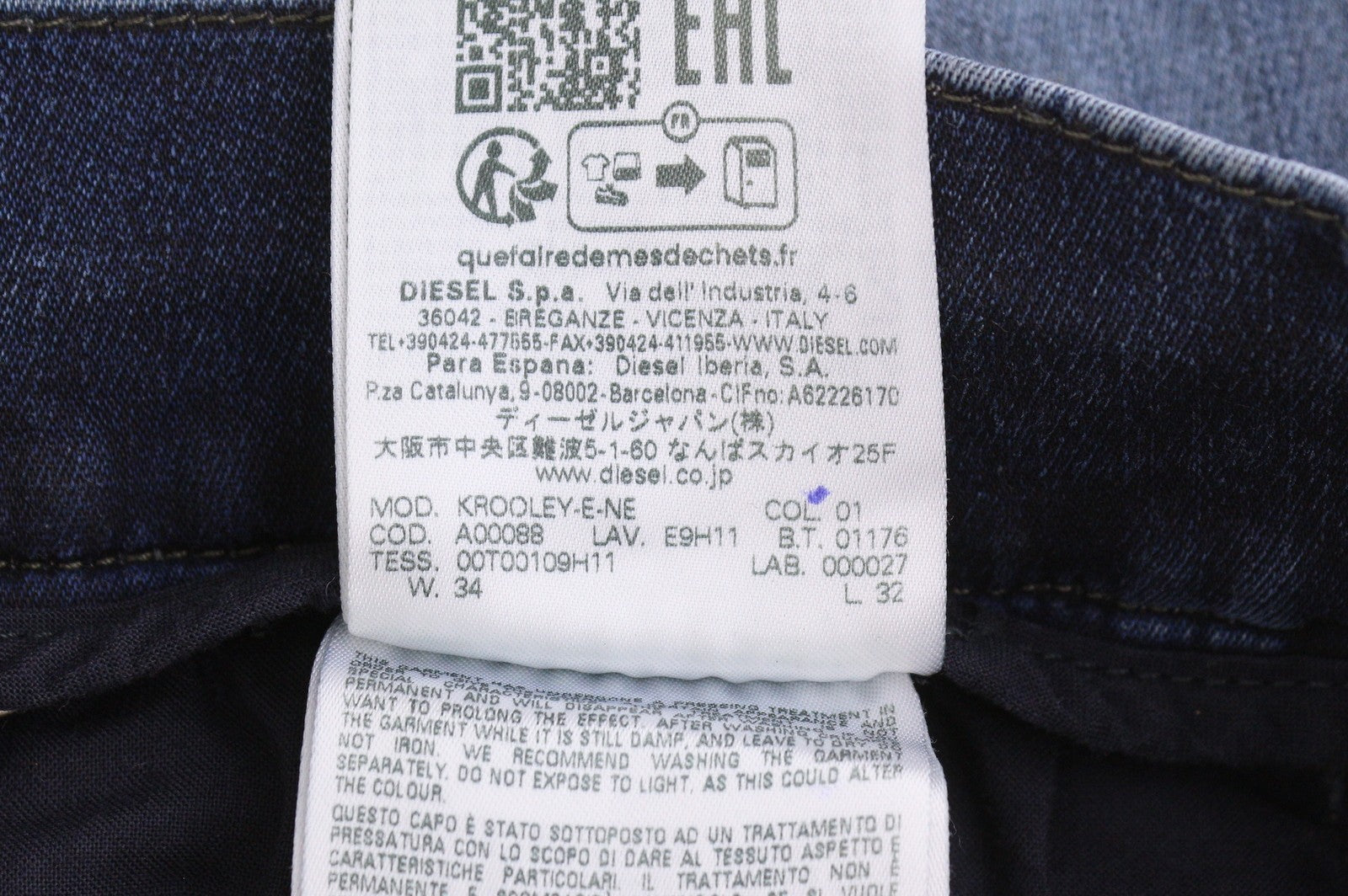 Diesel Krooley-e-ne E9h11 Hombre Jeansblue Distress Faded Jogg Rrp295