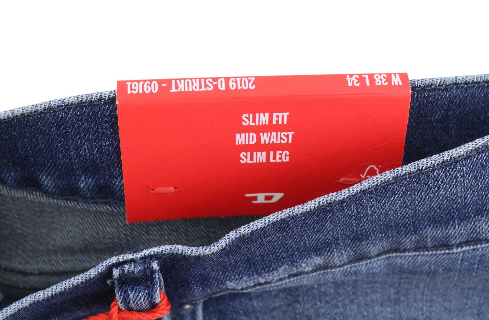 Diesel 2019 D-strukt 09j61 Hombre Jeansblue Faded Distress Slim Rrp195