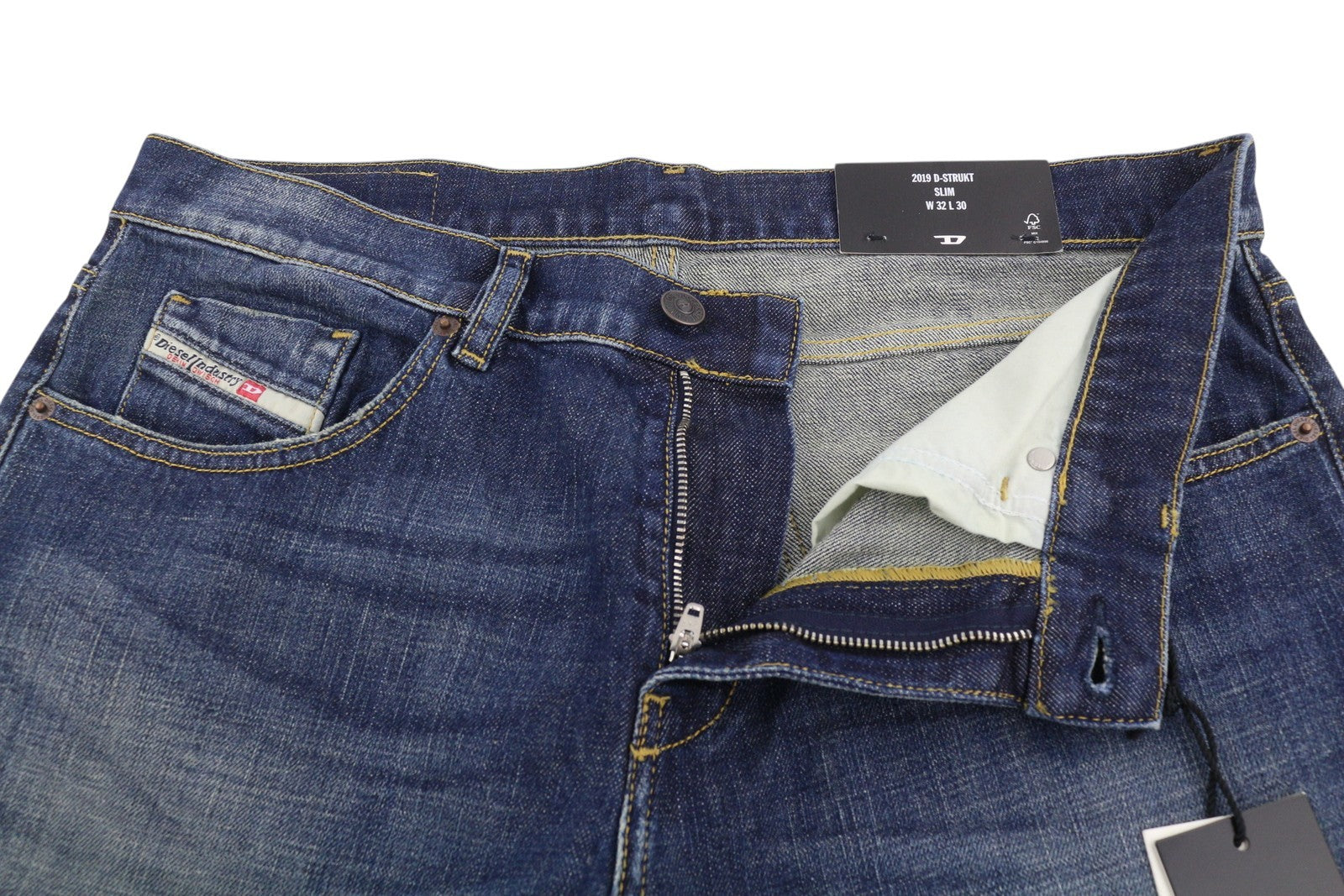 Diesel 2019 D-strukt-r R08ic Pánské Jeansblue Whiskers Faded Slim Rrp195