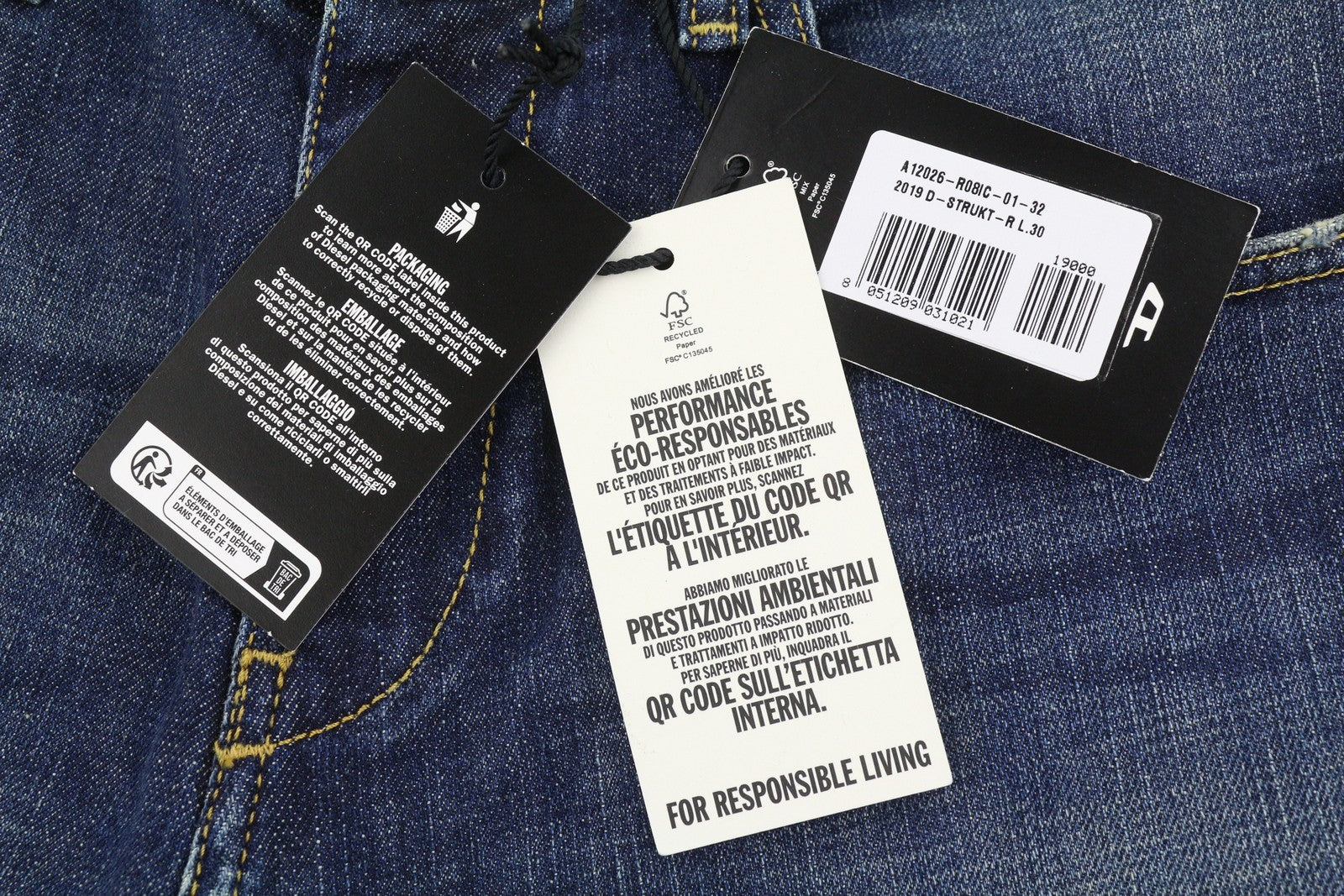 Diesel 2019 D-strukt-r R08ic Pánské Jeansblue Whiskers Faded Slim Rrp195