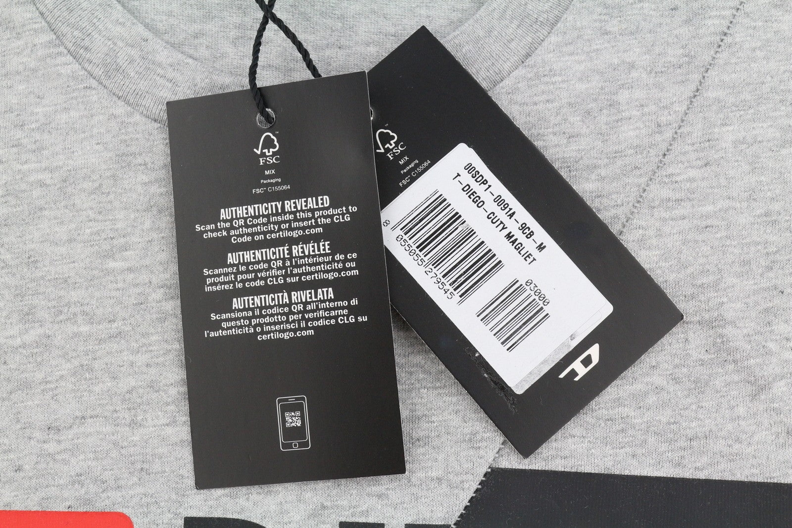 Diesel T-diego-cuty T-shirt homme gris chiné col rond manches courtes