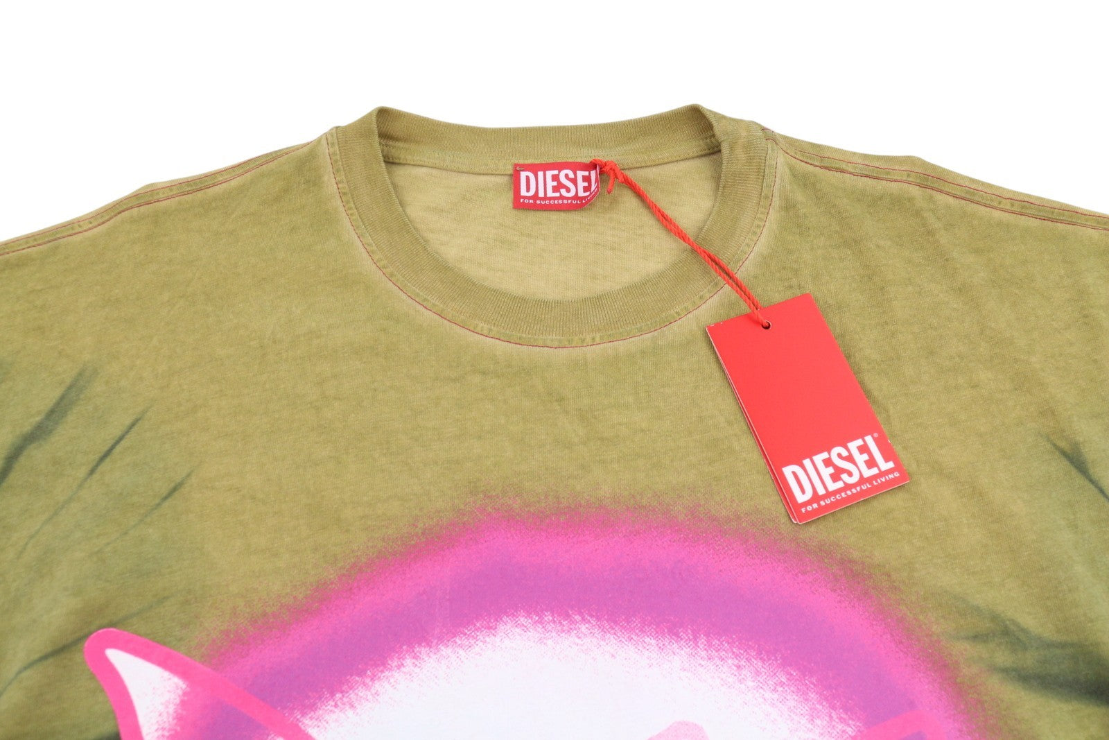 Diesel T-boxt-r24 Hommes T-shirtvert Surdimensionné Imprimé Manches Courtes Rrp150