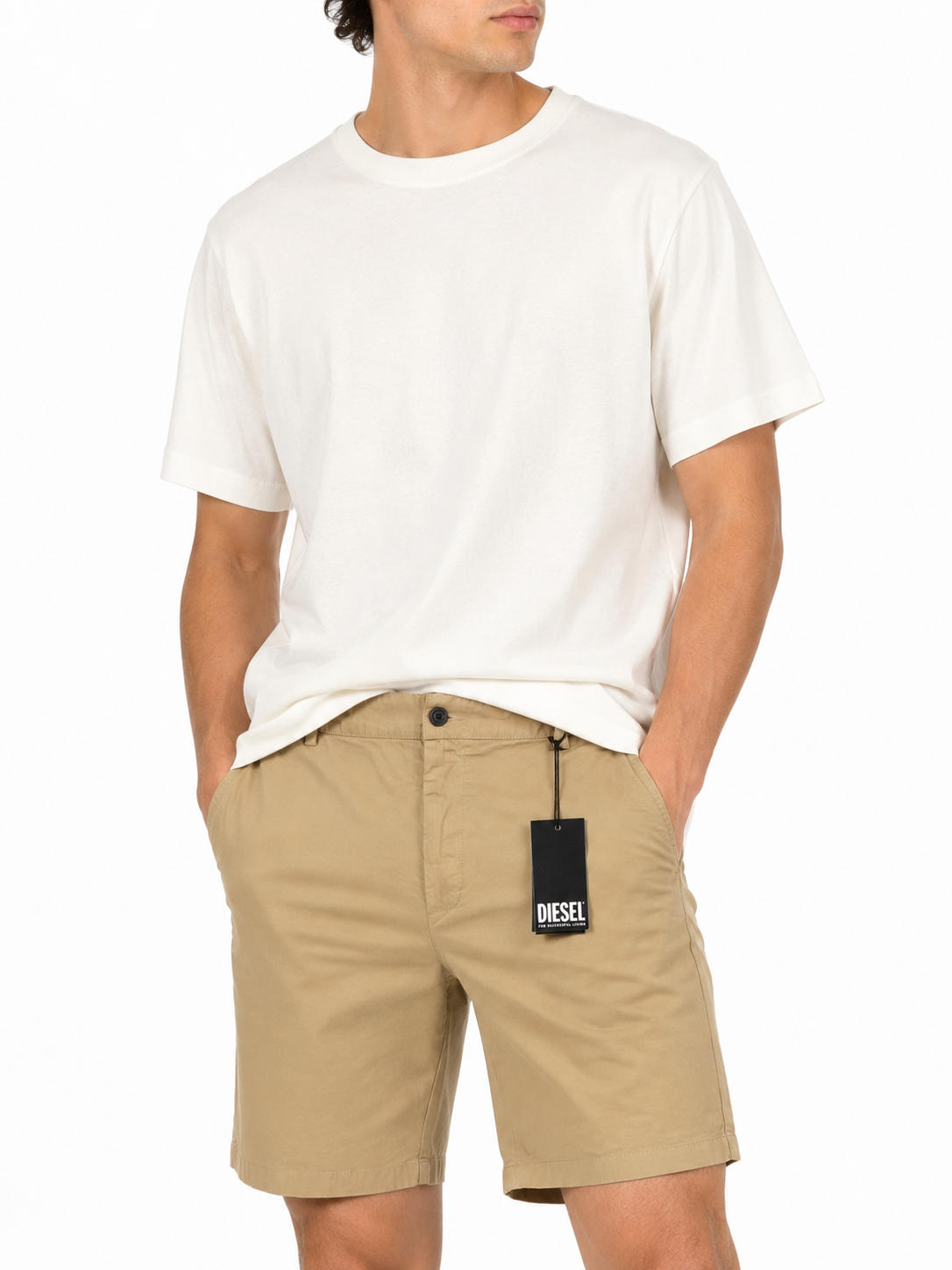 Diesel P-lars-short-in herenshorts 52bruine klassieke chino met ritssluiting Rrp120