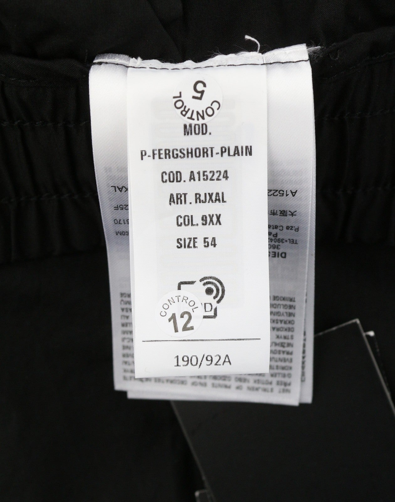 Diesel P-fergshort-plain Men Shorts 54black Elastická šňůrka v pase Rrp175